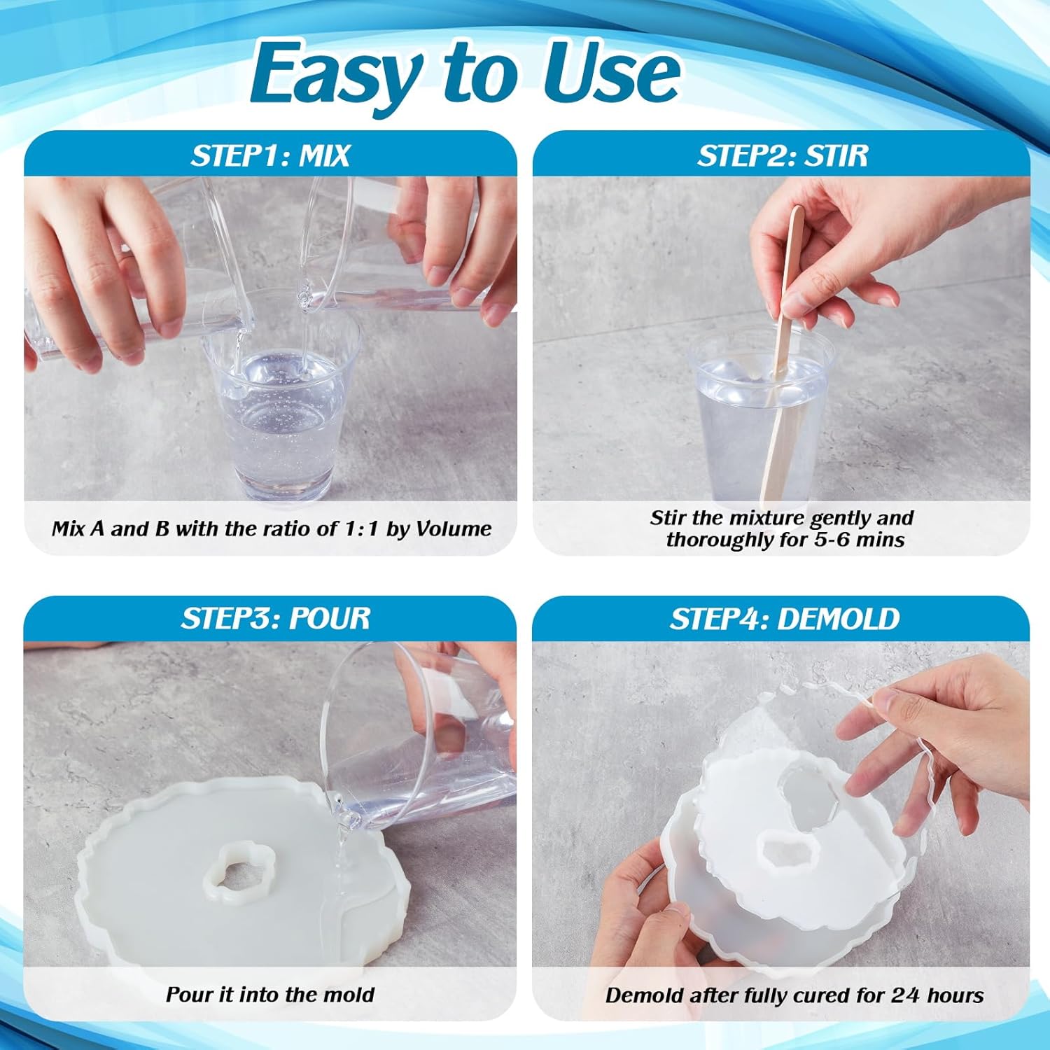 Thumbnail 4 de FansArriche Epoxidharz transparent 64 oz / 1:1 (64 oz / 1892 ml Set) für Holz, Kunst & Restauration