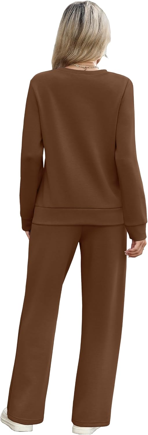 Detalle 1 de WIHOLL Women’s 2-Piece Sweatshirt & Wide-Leg Tracksuit Set for Casual Travel & Lounge