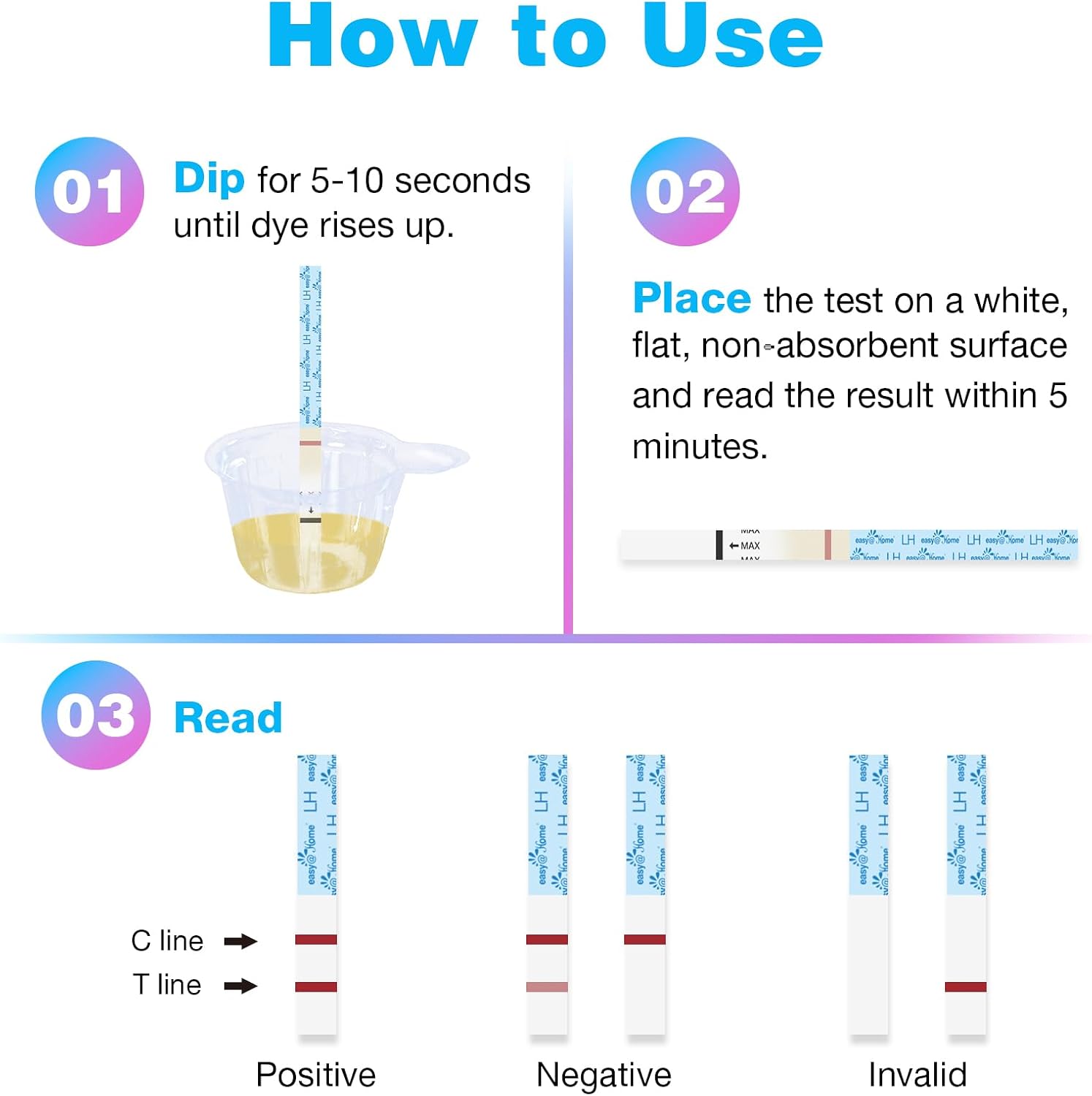 Thumbnail 3 de Easy@Home 50 ovulation test strips and 20 pregnancy test strips kit (Premom app supported)