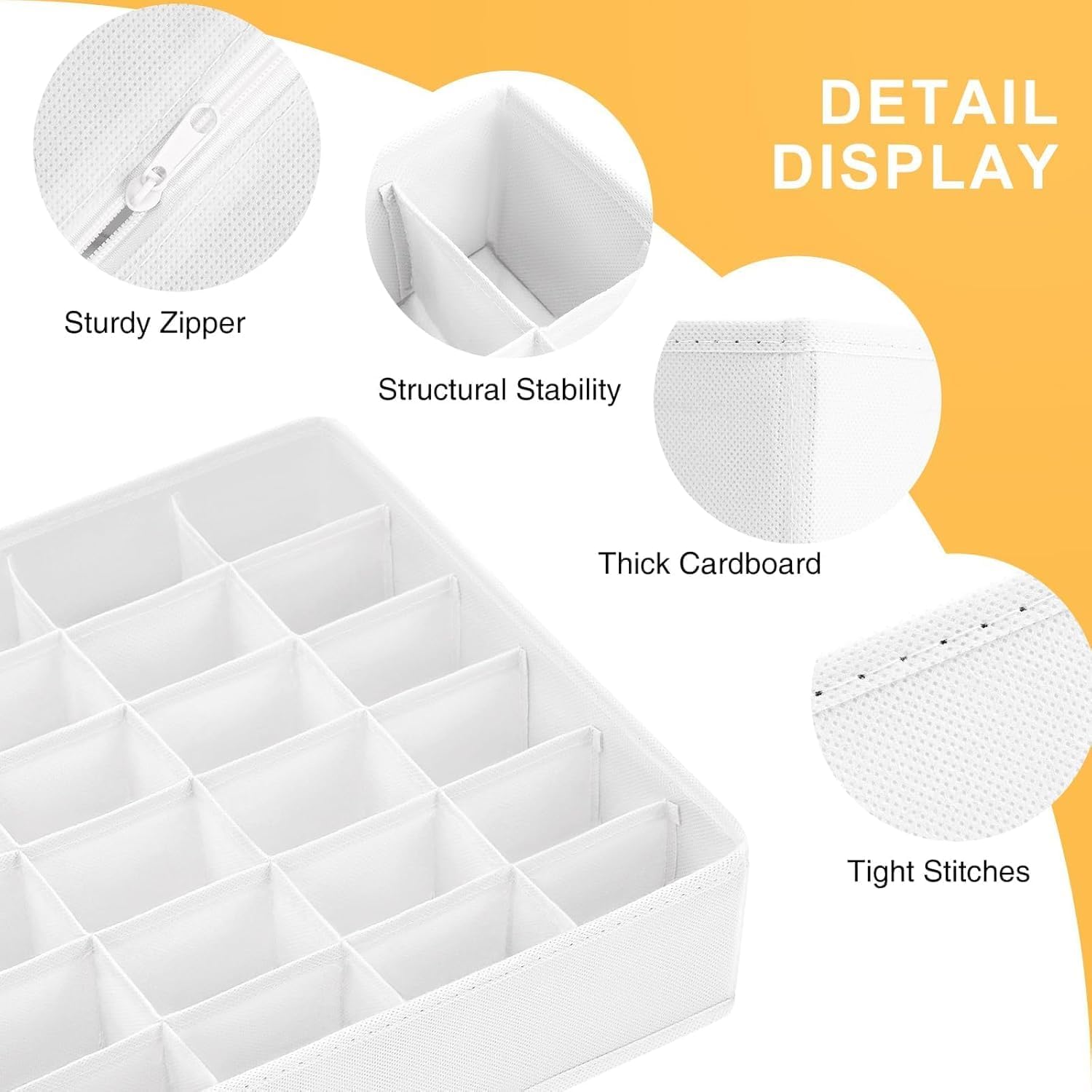 Thumbnail 4 de DIMJ 6-Pack Foldable Sock Drawer Organisers – White, 24 Cells, 11.81 x 11.81 x 3.54in