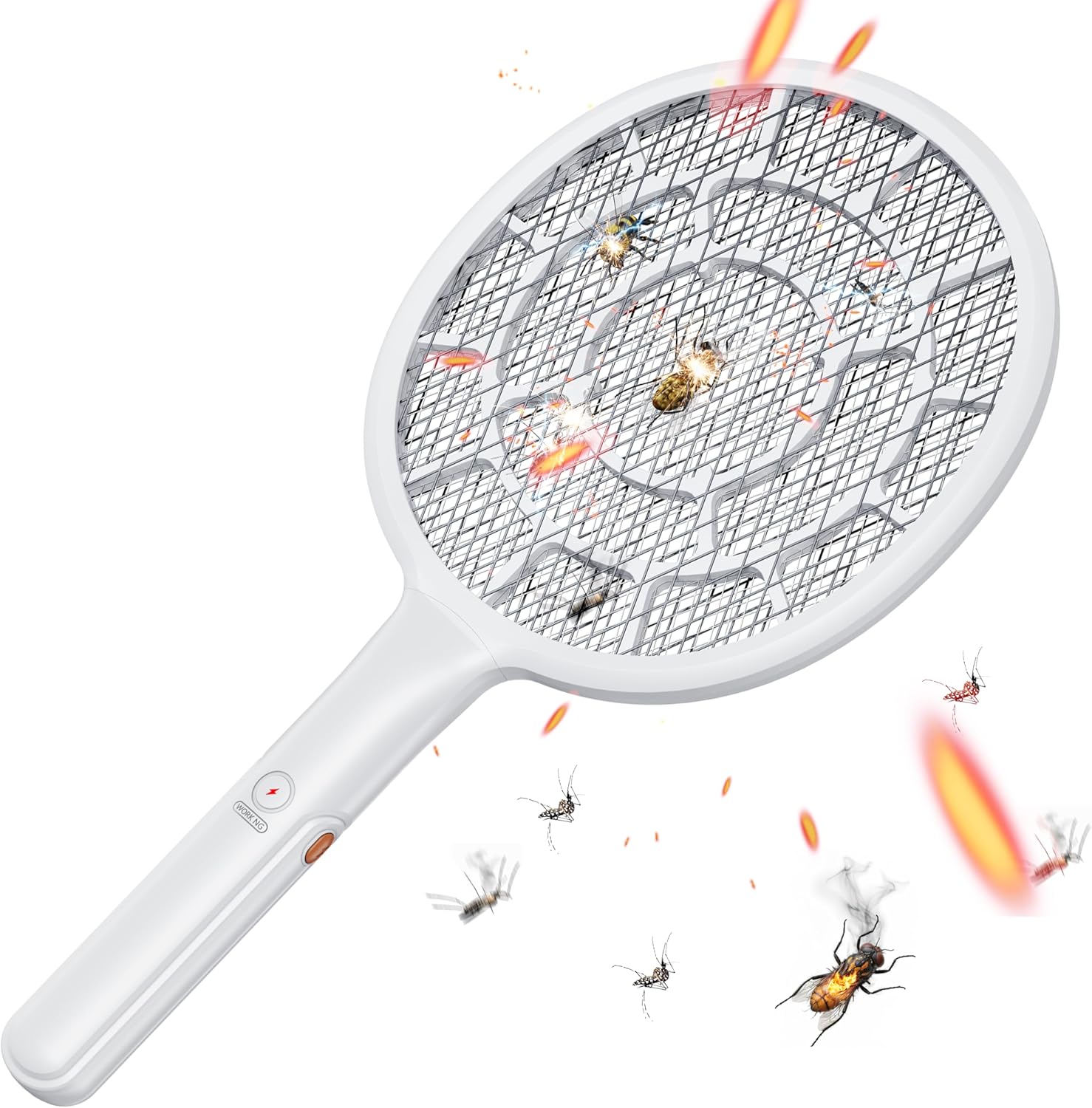 Detalle de YsChois Electric Fly Swatter: 3400V, Dense 3mm Mesh, Apple-Weight Racket