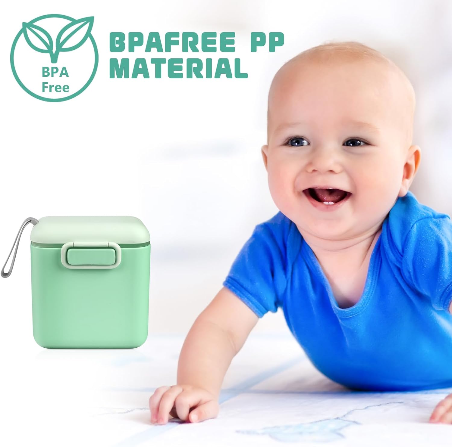 Detalle de Aolso Milk Powder Dispenser 800ml pot with sealed silicone ring cover and 5g spoon (green)