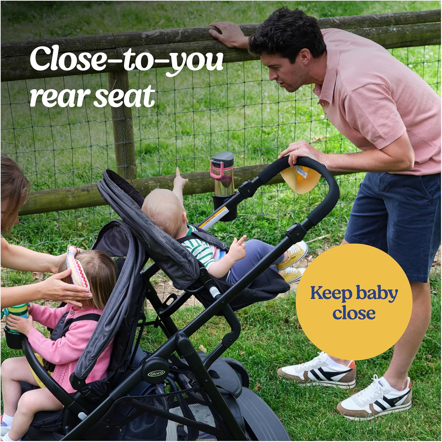 Detalle de Graco Ready2Grow LX 2.0 Double Stroller: Flexible Seating for Growing Families