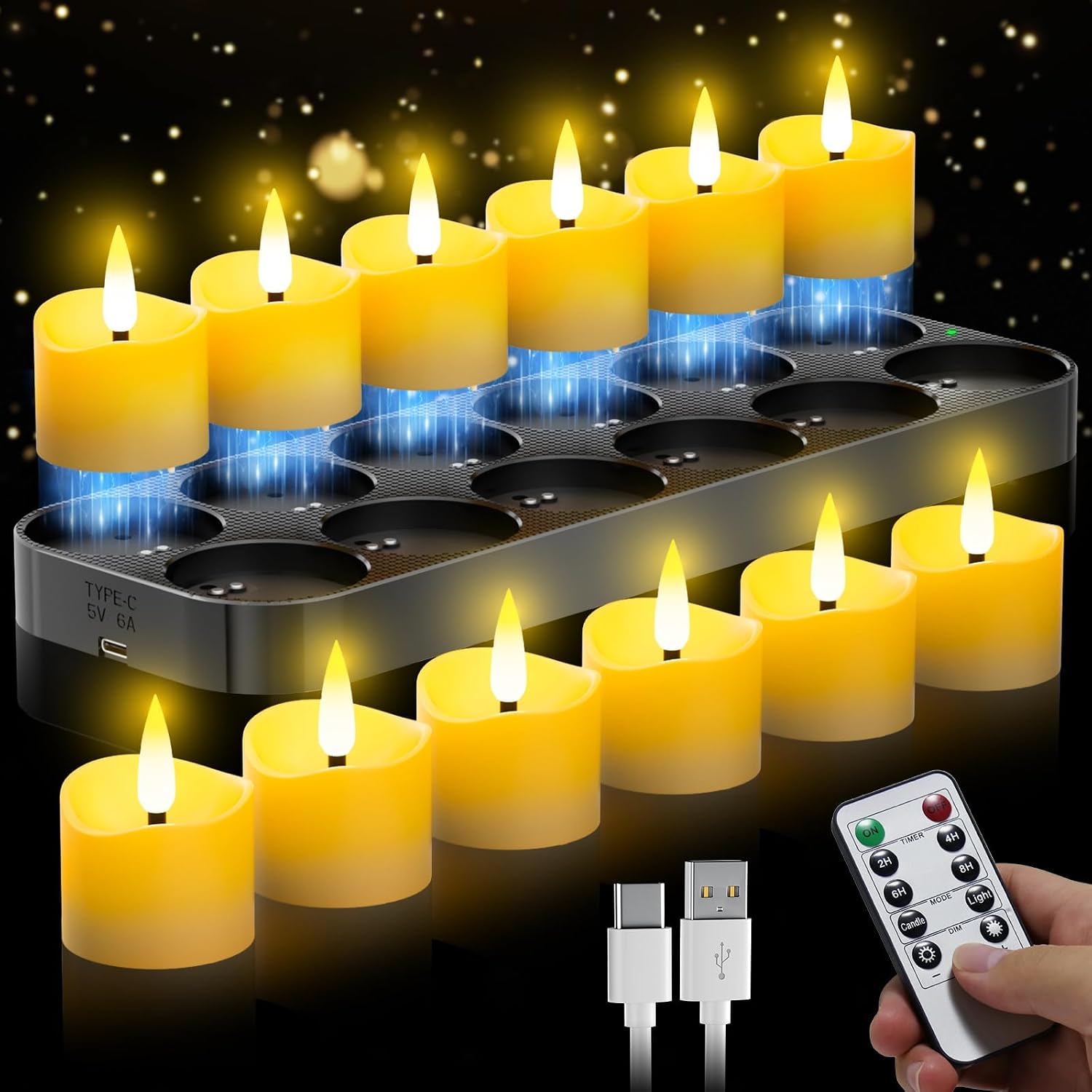 Detalle de YiaMia Rechargeable Tea Lights 12-Pack