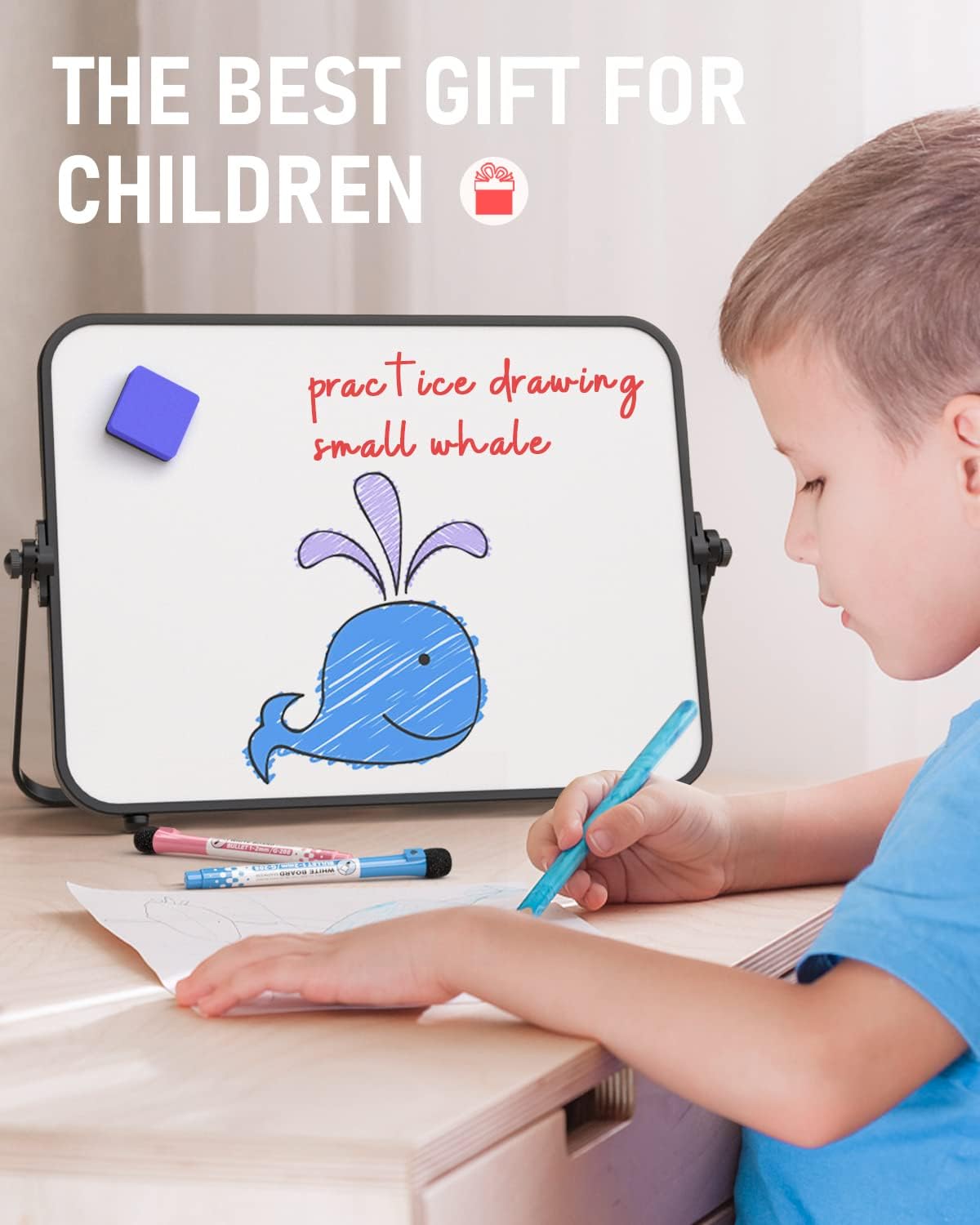 Thumbnail 6 de Nicpro Dry Erase Small Whiteboard A3 with Non-Slip Stand, 30 x 40 cm (double sided) with pens, eraser & magnets
