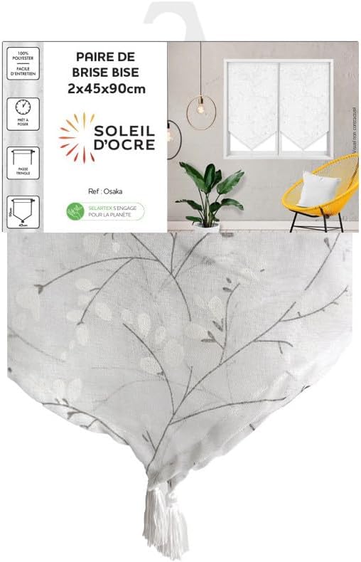 Detalle 2 de Soleil d’ocre Osaka – paire de brise-bise en polyester blanc 45 x 90 cm