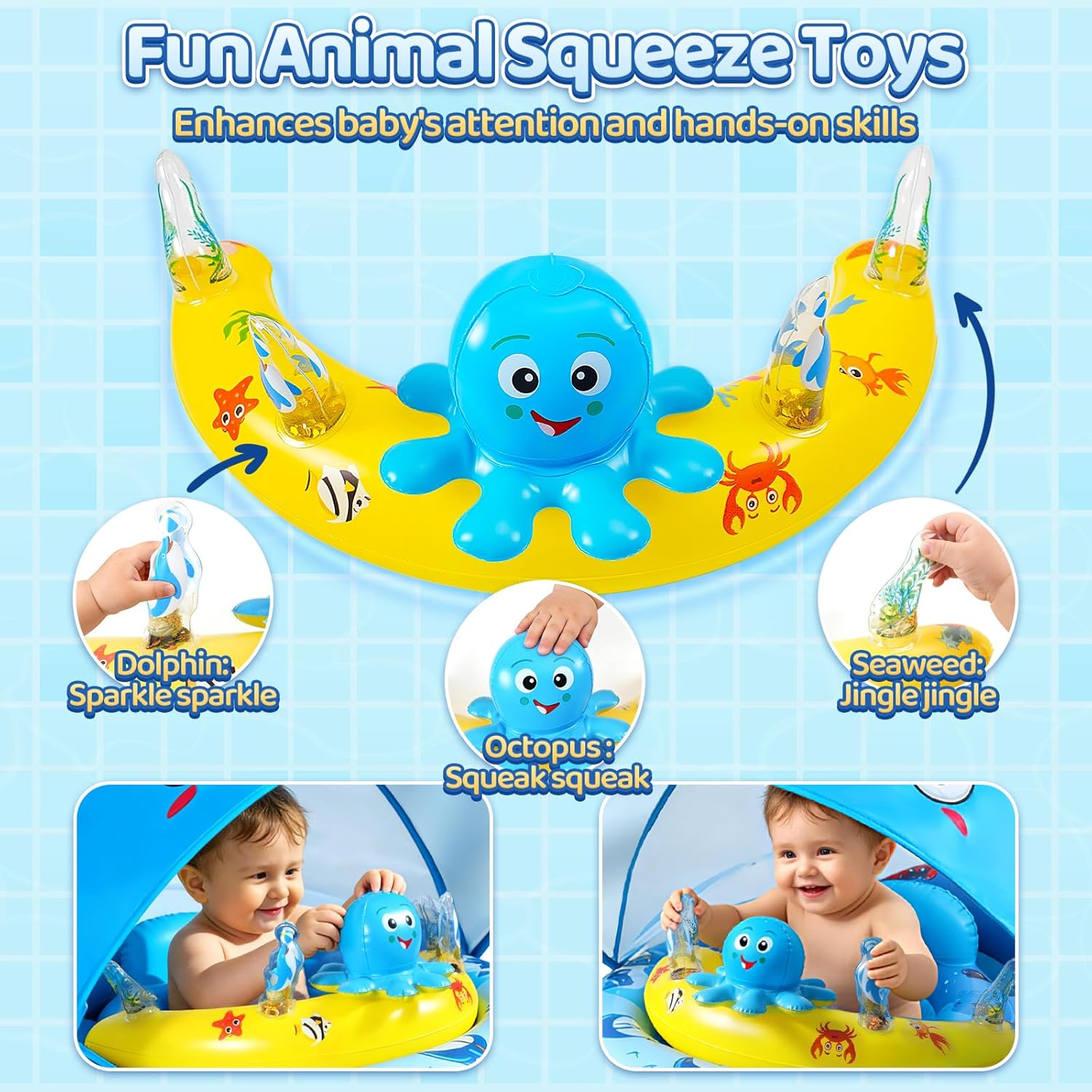 Thumbnail 2 de Baby Swimming Float with Canopy (UPF 50+) – Sea Animal Toys, Inflatable Seat for 6–36 Months
