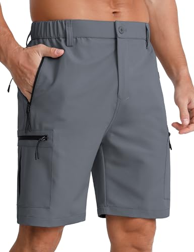 Detalle de APTRO Mens Cargo Hiking Shorts: Lightweight Outdoor Shorts with 5 Zipper Pockets – Dark Grey (L)