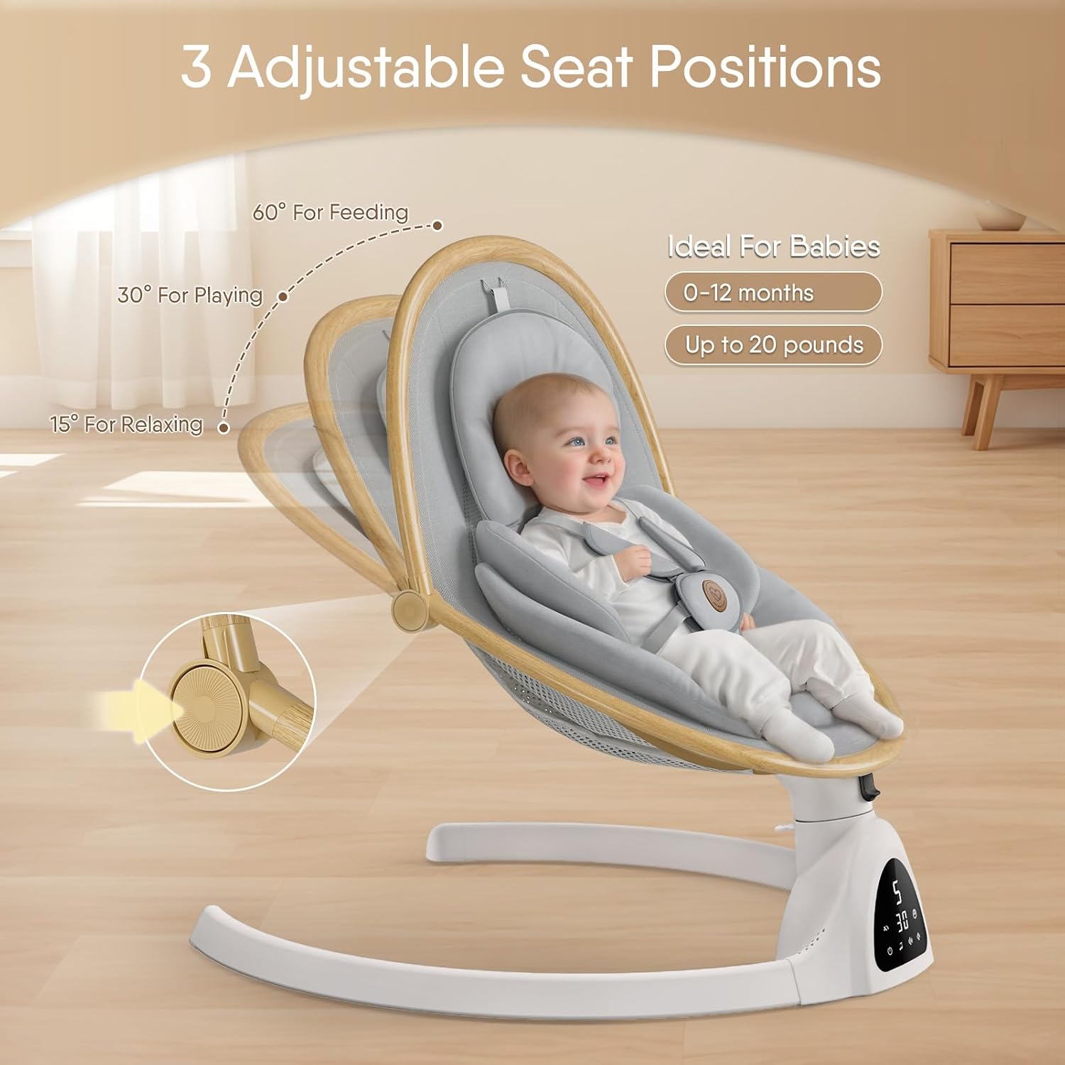 Detalle 2 de Fasonbaby Infant Swing with 3 Seat Positions