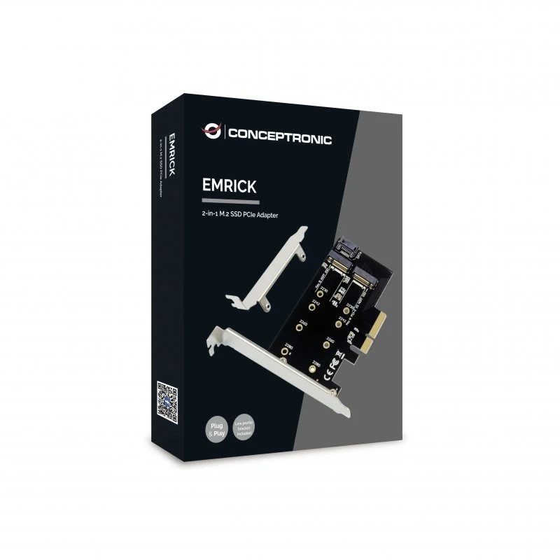 Detalle de Conceptronic Emrick Adaptador PCIe SSD M.2 2 en 1: versátil y adaptable para NVMe