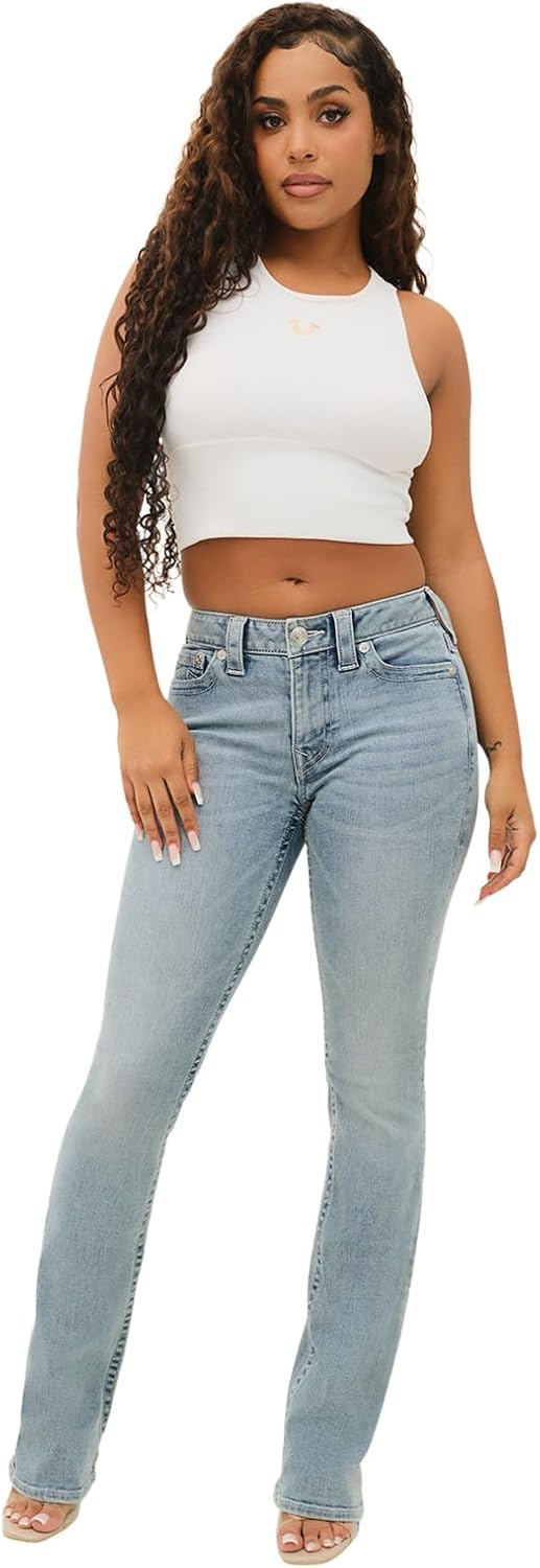 Detalle 2 de True Religion Becca Mid Rise Bootcut Crystal Flap Jeans for Women