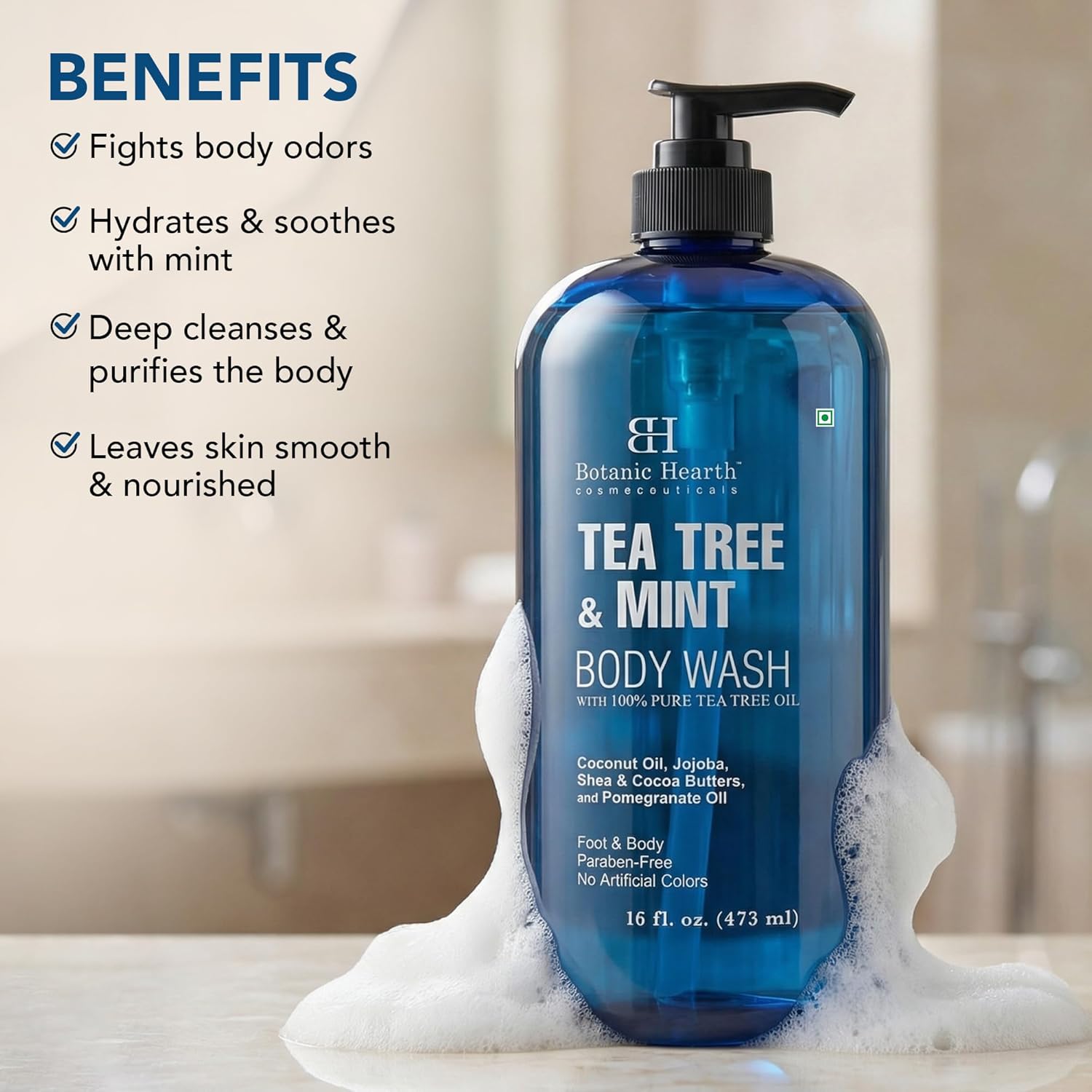 Detalle de Botanic Hearth Tea Tree & Mint Body Wash, 16 fl oz