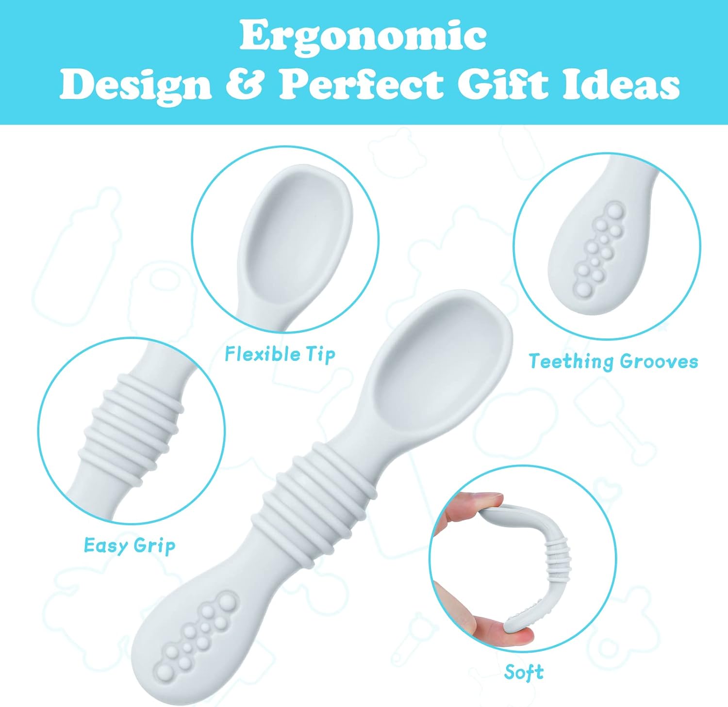 Thumbnail 2 de Vicloon Baby Fork and Spoon Set (3-piece) food-grade silicone weaning utensils for self-feeding
