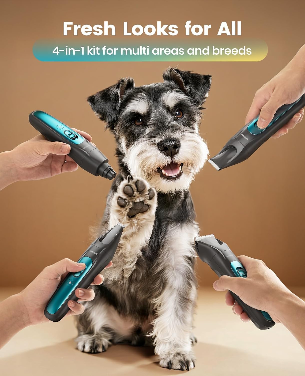 Thumbnail 5 de oneisall 2025 4-in-1 stille trimmer voor honden en katten met ledlicht