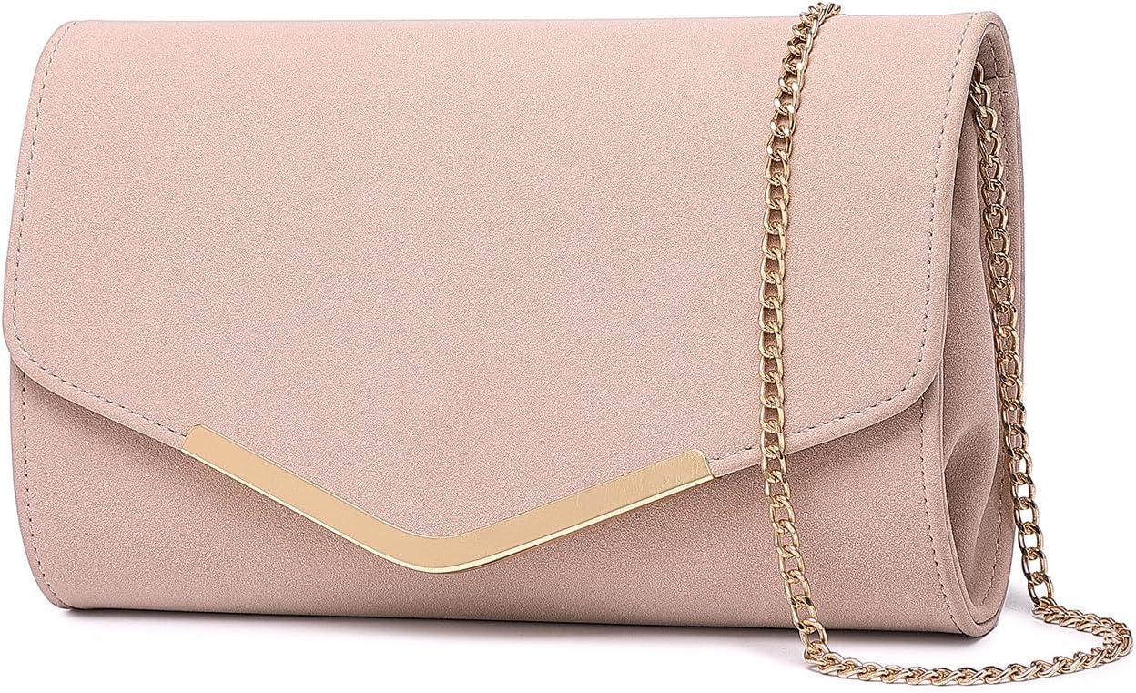 Detalle de Miss Lulu Pochette Femme en Daim avec Chaîne – Mini sac élégant pour soirées et cérémonies