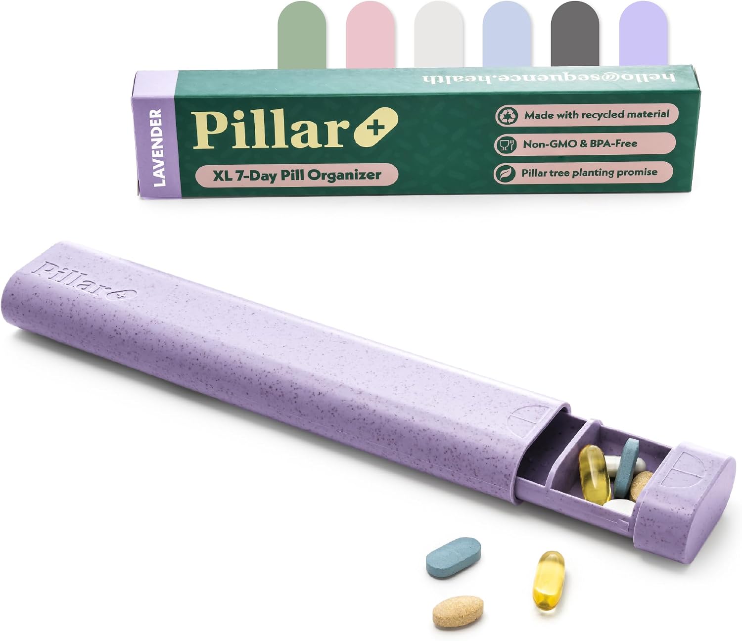 Detalle de Pillar Plus 7 Day XL Pill Organiser | Lavender