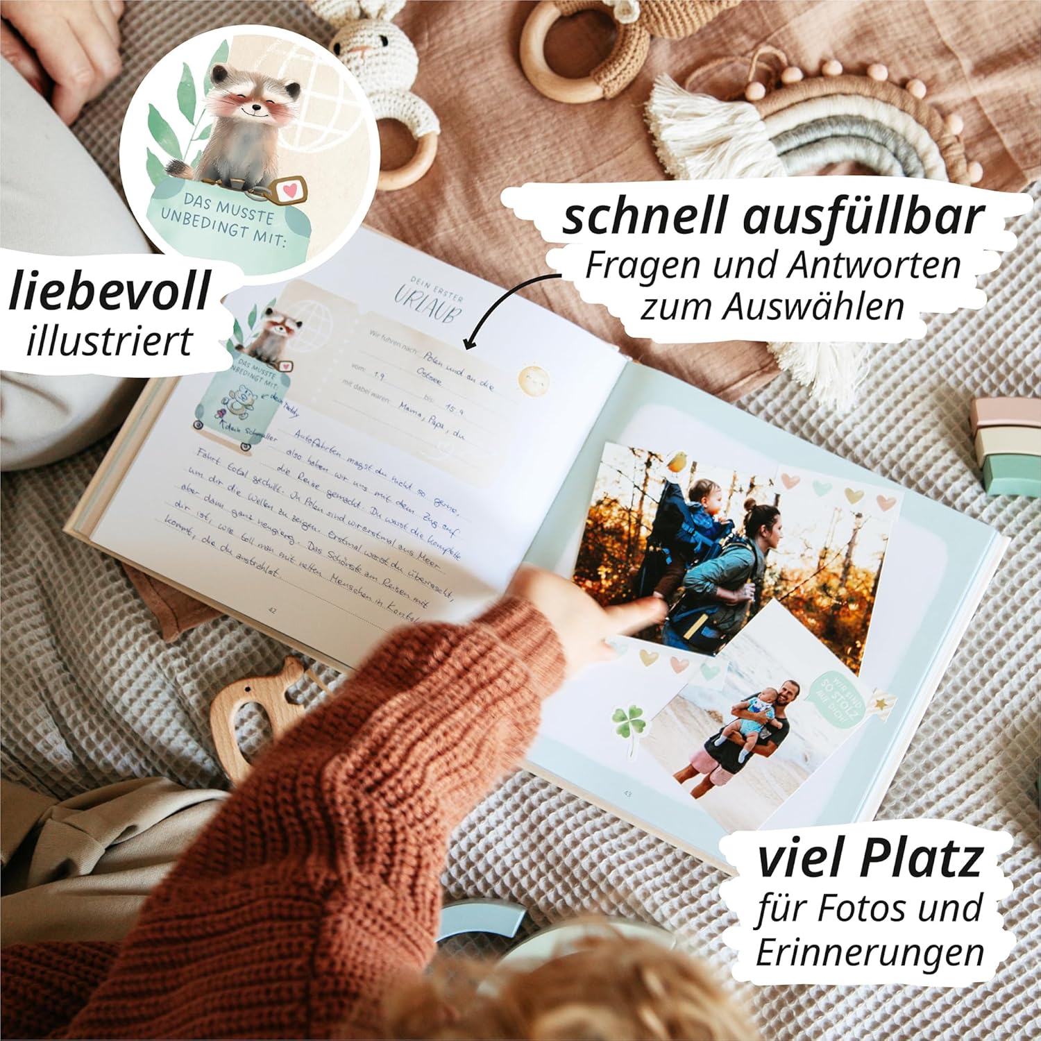 Thumbnail 3 de Mein erstes Jahr Babyalbum | PREMIUM Erinnerungsbuch mit Leineneinband
