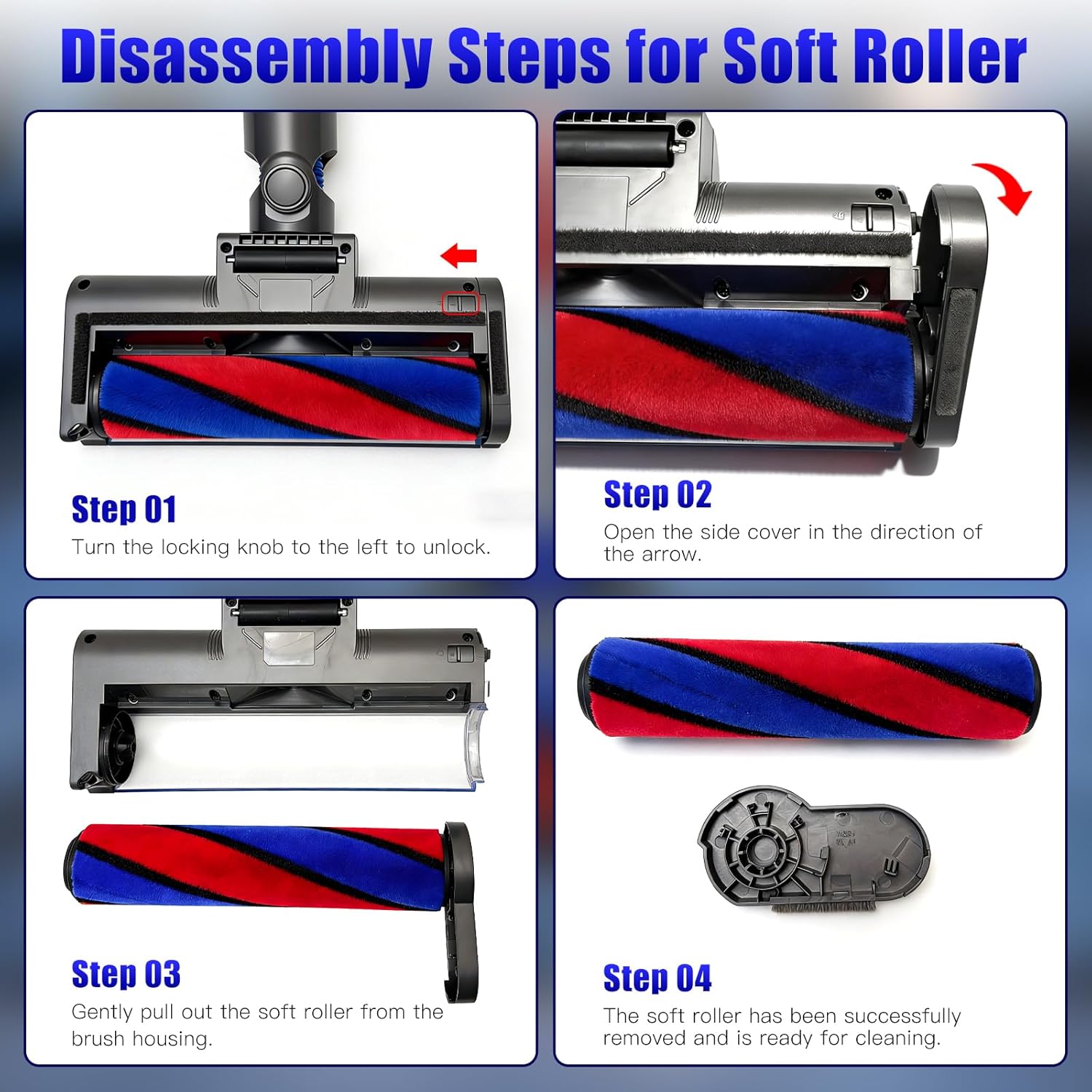 Thumbnail 6 de Testa spazzola di ricambio con rullo morbido e LED per Dyson V7, V8, V10, V11, V15 (ugello elettrico) – Viola