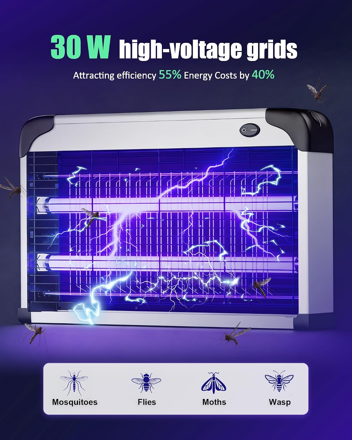 Thumbnail 1 de Sereniton 30W UV Mosquito Killer, 4000V Fly Zapper with All-Metal Body