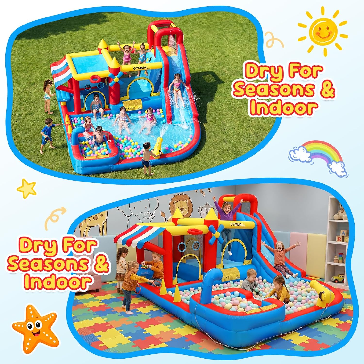 Thumbnail 5 de GYMMALL Inflatable 10-in-1 Water Slide Bounce House with 550 W Blower