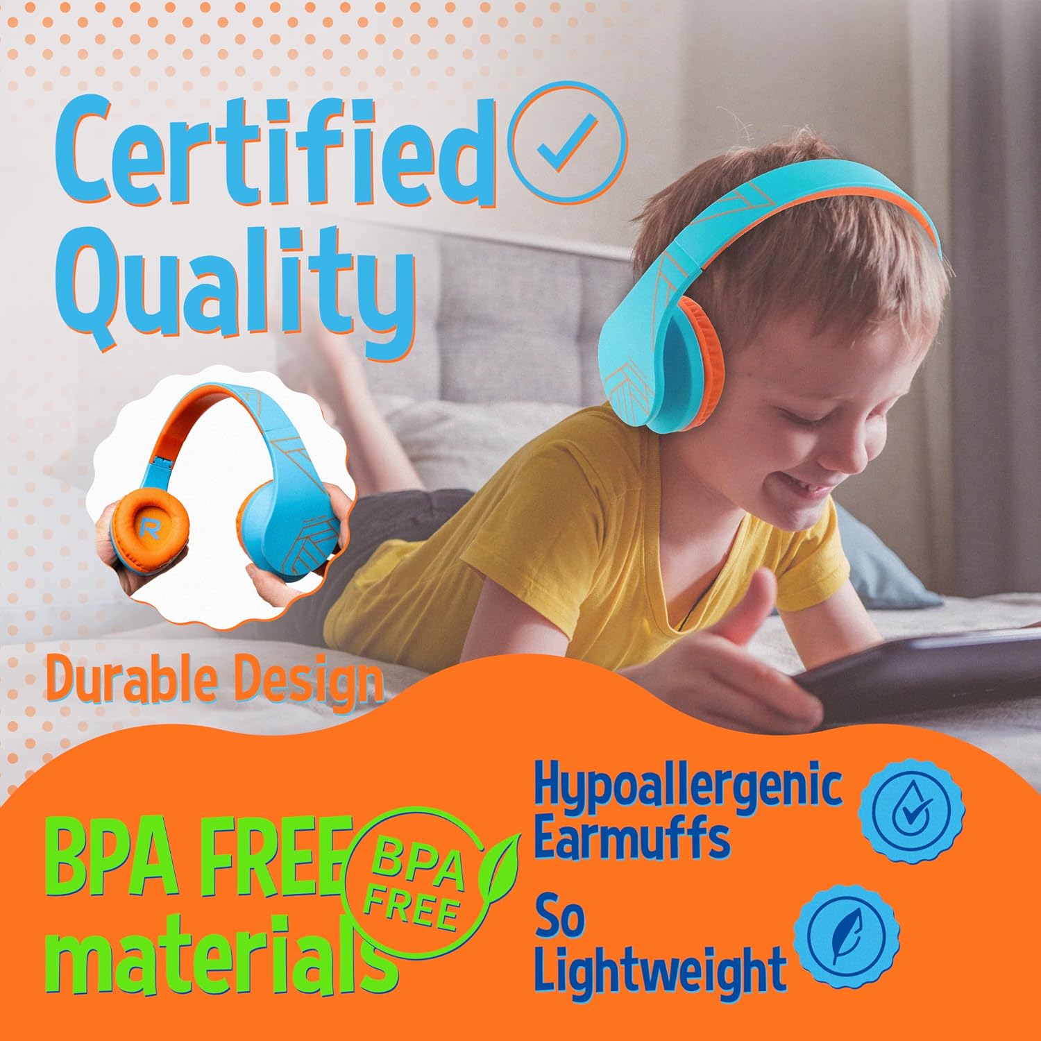 Detalle de PowerLocus P2 Casque Bluetooth enfant 85dB