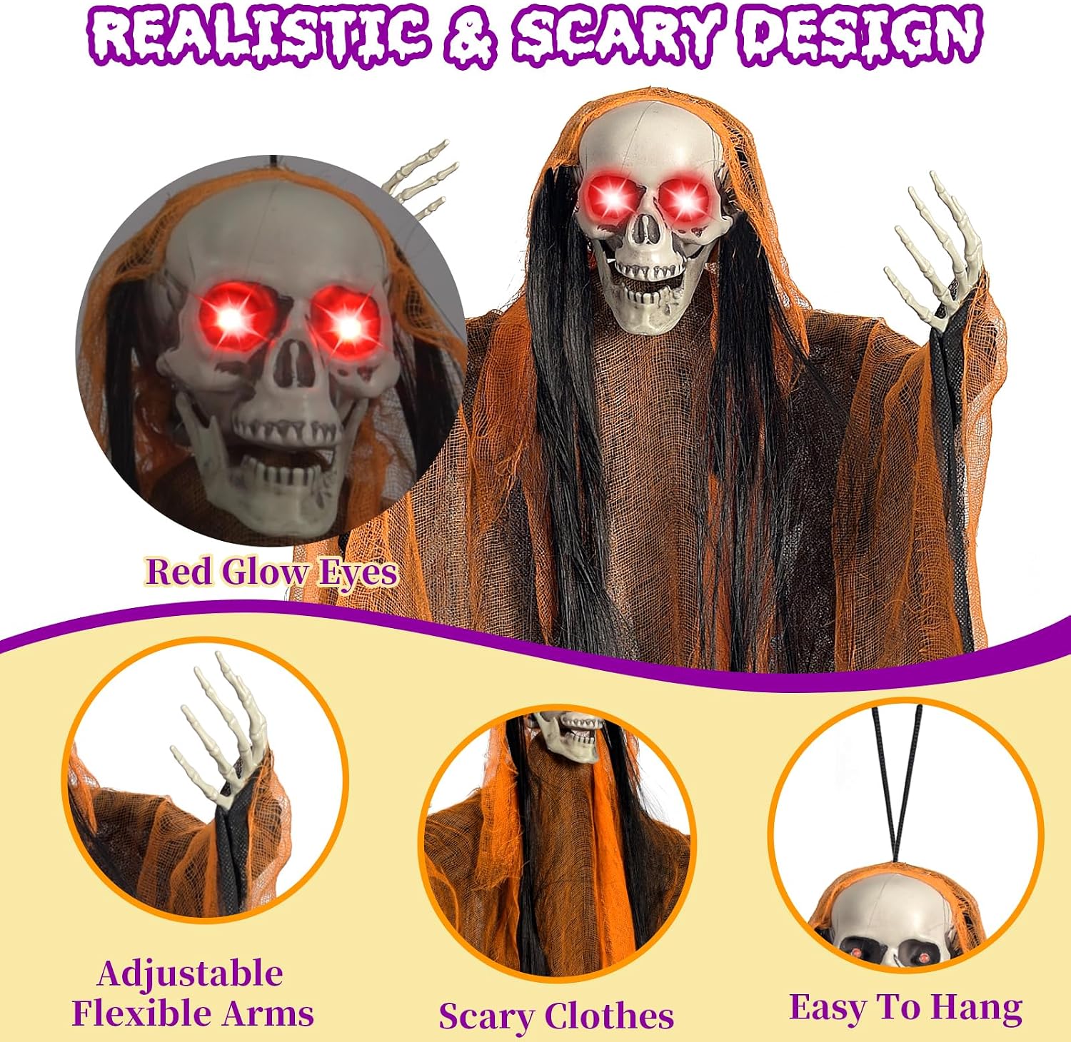 Thumbnail 3 de Hanging Halloween Ghost Decorations, 3-Pack