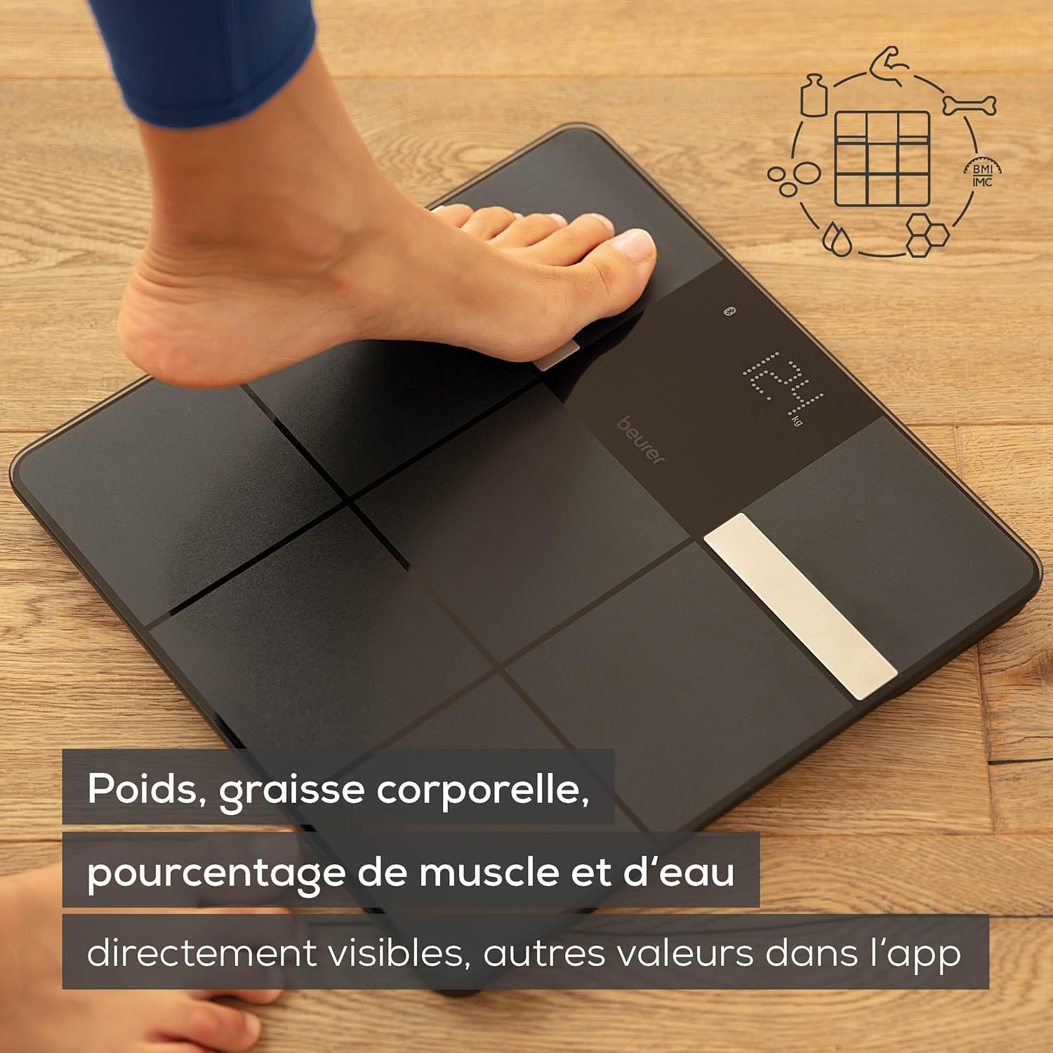 Thumbnail 2 de Beurer BF 450 – Pèse-personne impédancemètre connectée Bluetooth (180 kg, 17 valeurs)