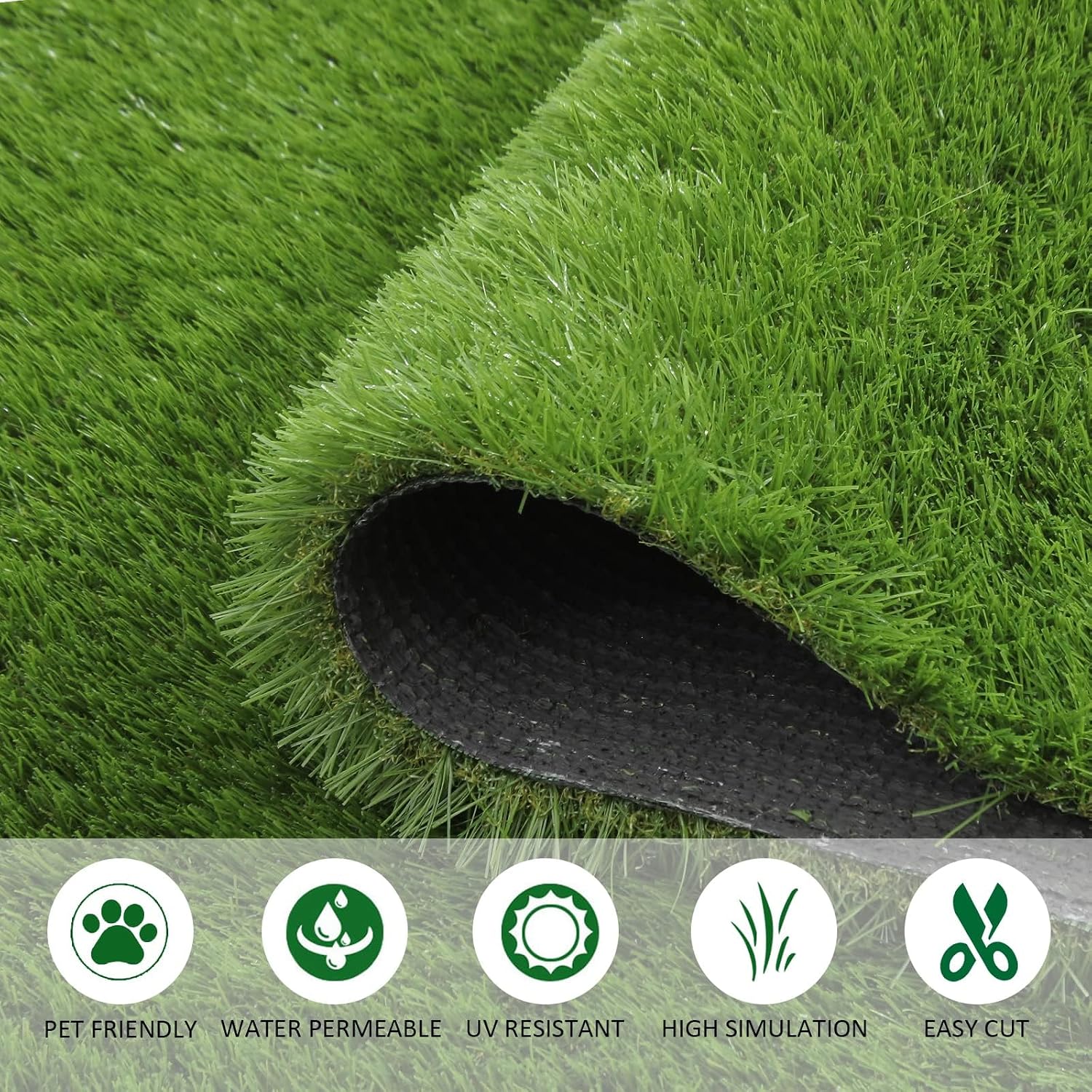 Detalle de HEBE RUGS Grass001 Artificial Grass Rug, 40 x 59 Inch, 1.4-Inch Pile