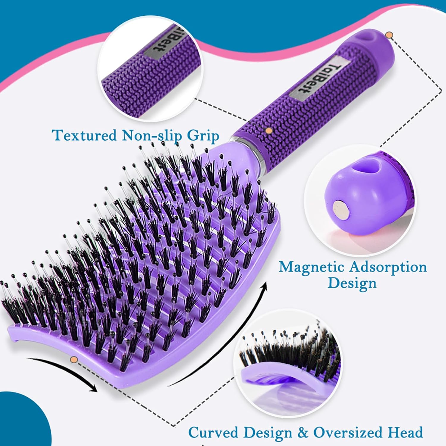 Detalle 2 de TaiBest Detangling Hair Brush Set with Boar Bristles