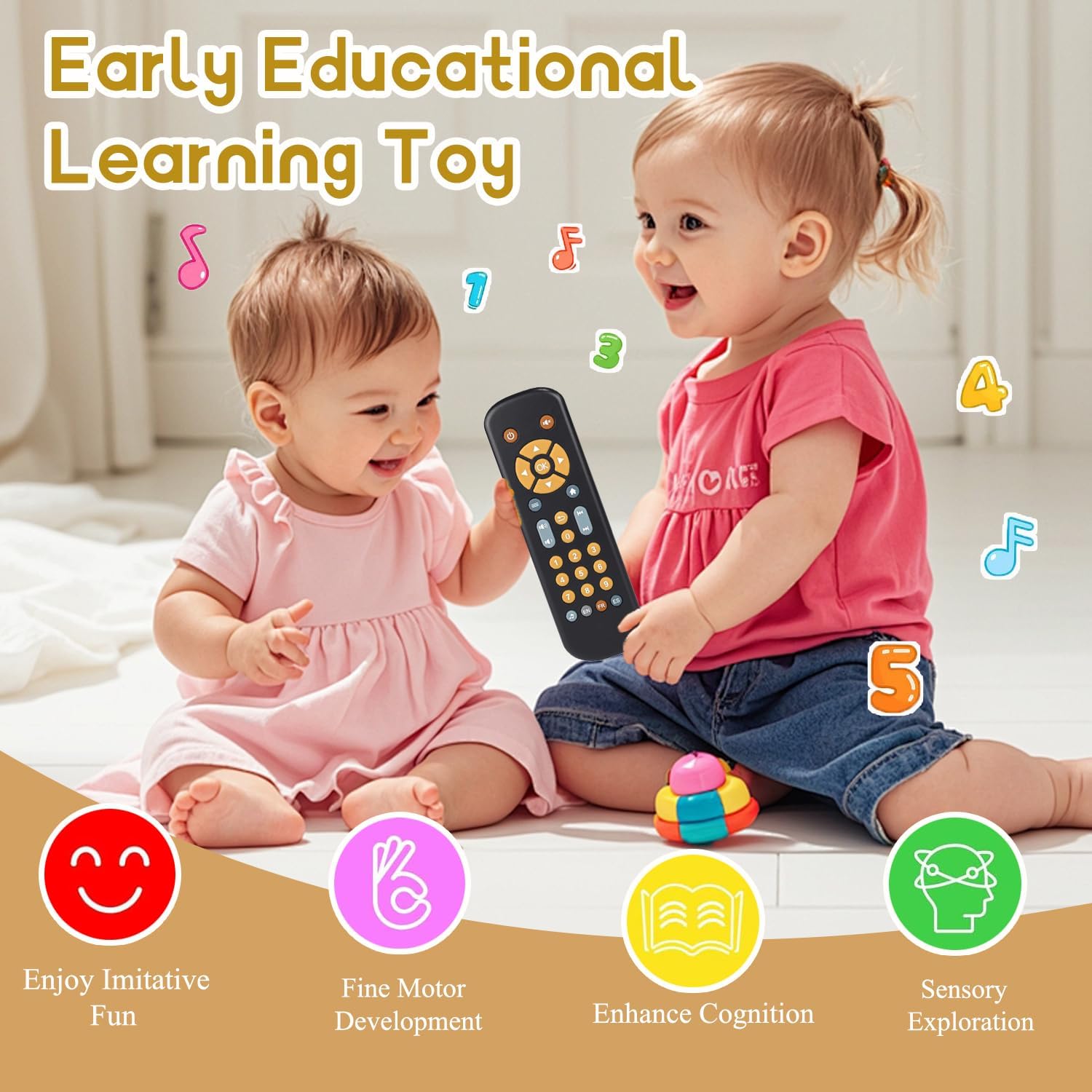 Thumbnail 5 de Realistic Baby Infant Silicone TV Remote Toy with Music and Light (Black)