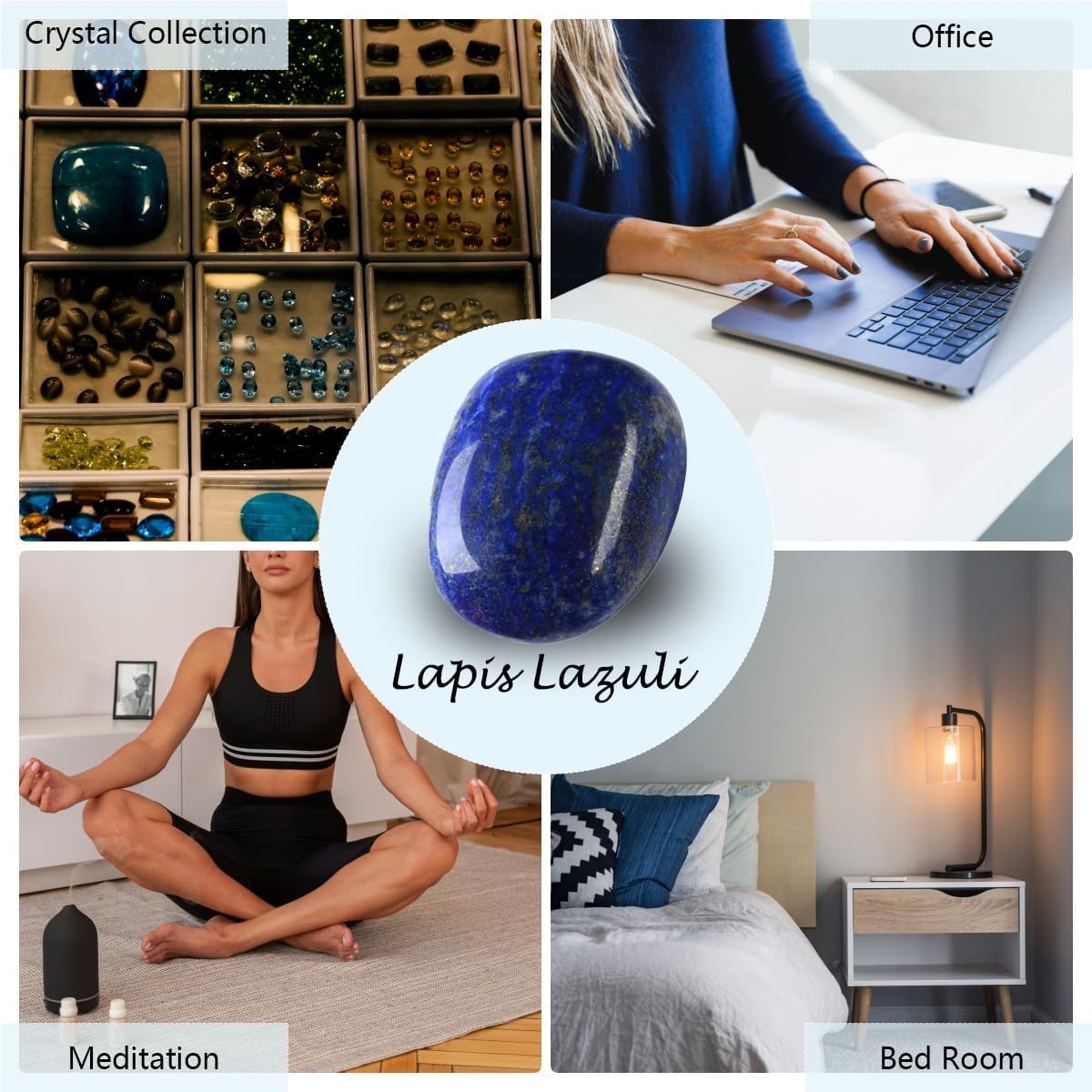 Detalle de QINJIEJIE 2pcs Lapis Lazuli Crystal Healing Crystals – 1.8–2" Natural Gemstones for Meditation & Stress Relief