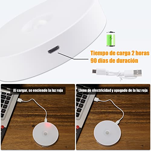 Thumbnail 3 de Electight 3 Pack Luz Nocturna LED Recargable por USB, Sensor de Movimiento para Interiores, 8 LED, 3 Modos (AUTO/ON/Off), para Dormitorio, Armarios, Pasillo, Escaleras, Garaje, Entrada (Blanco)