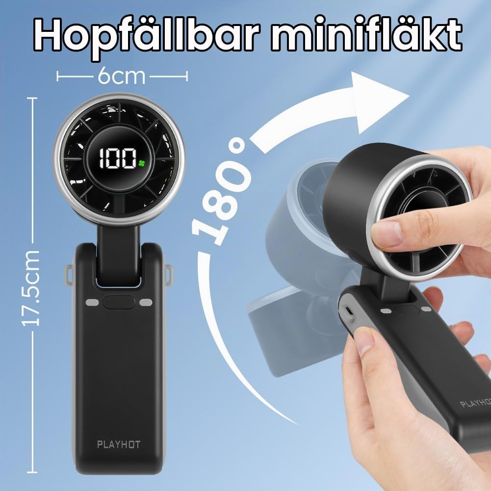 Detalle 2 de AUAUY 5658732 portabel turbofläkt, 5 hastigheter och 3 600 mAh