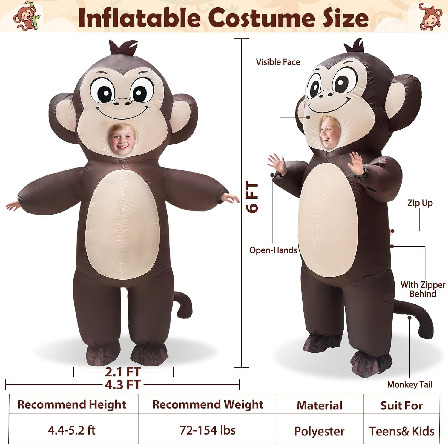 Detalle 2 de Camlinbo Inflatable Monkey Costume in Polyester