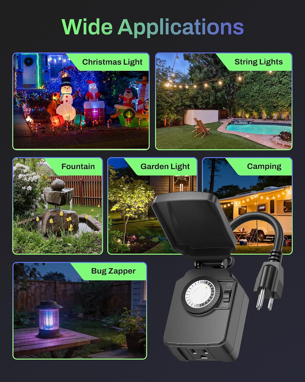 Thumbnail 6 de BN-LINK 24-Hour Outdoor Mechanical Timer, 2-Pack, 30-Minute Intervals