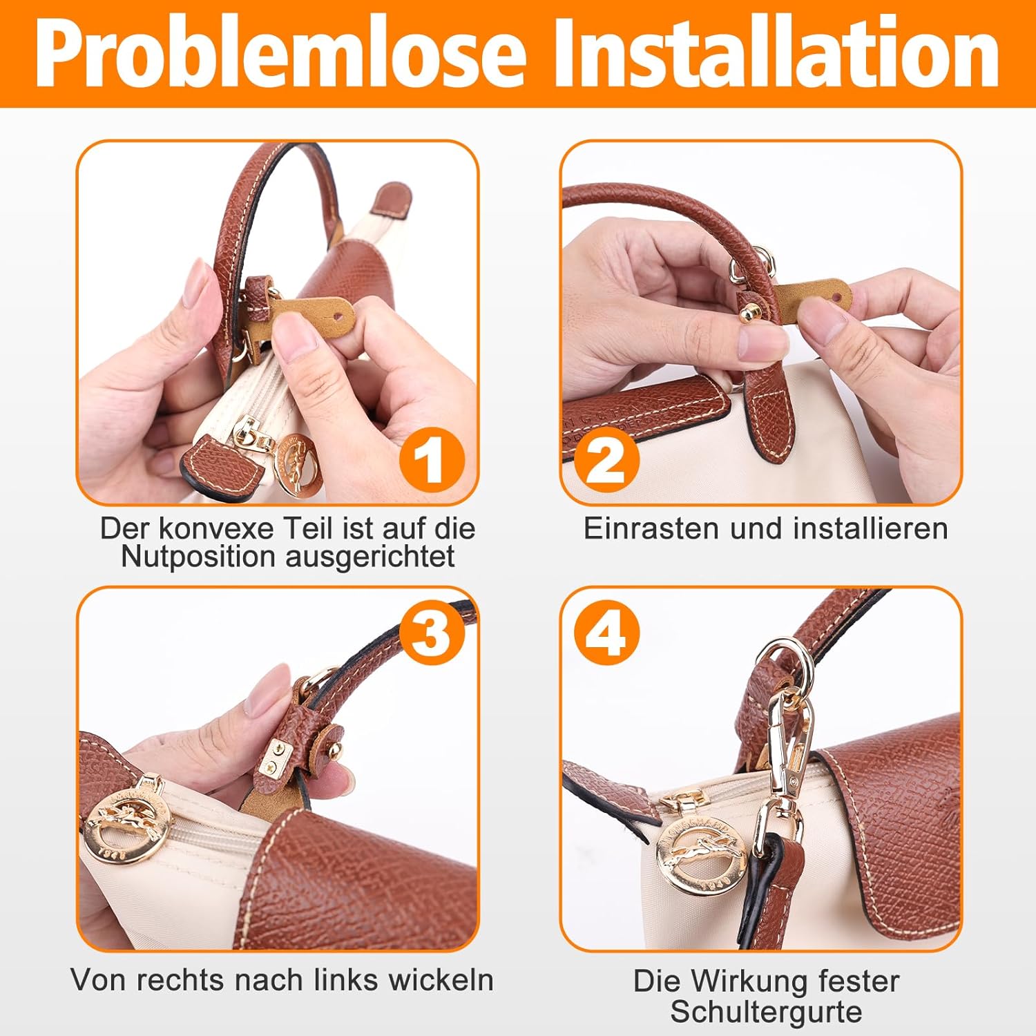 Thumbnail 6 de GADITIEK verstellbarer Schultergurt-Ersatzriemen für Long Champ Damen (Mini 0,9 cm) mit Taschen-Organizer