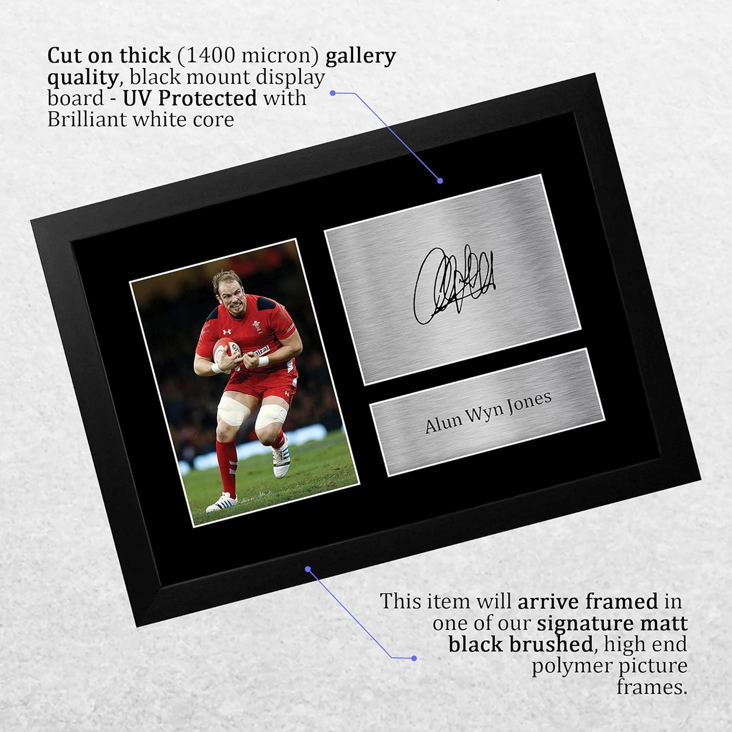 Thumbnail 2 de HWC Trading FR A4 Alun Wyn Jones Wales framed signed autograph picture (A4)