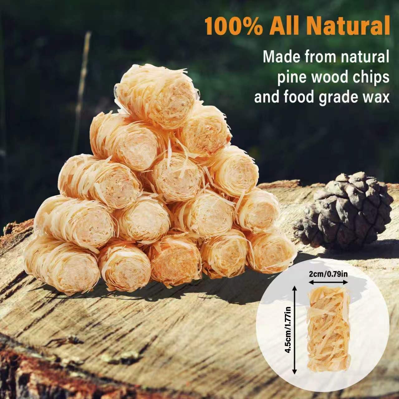 Detalle 2 de HGD 256 Natural Wood Fire Starters, 256 Count, Waterproof and Odorless