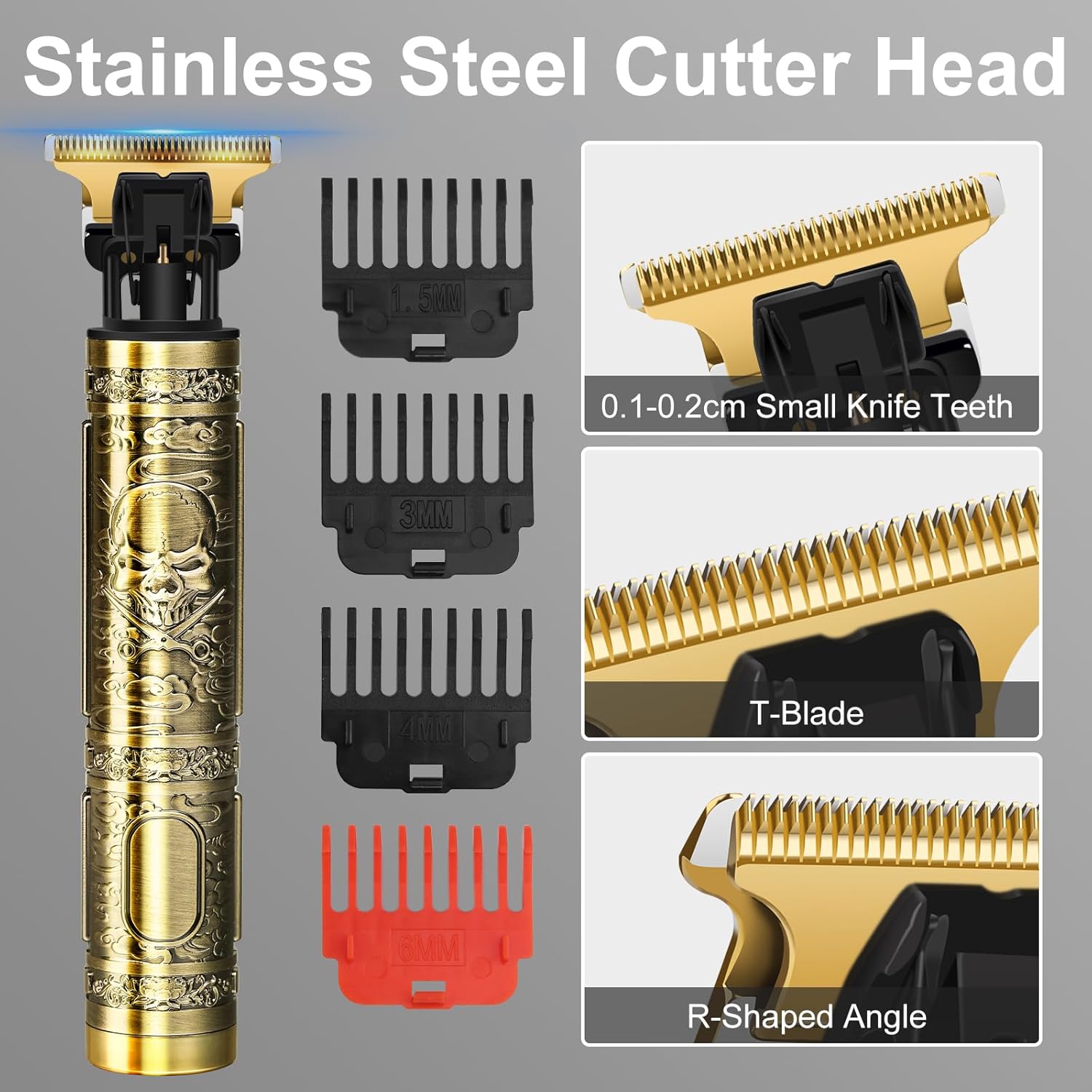 Thumbnail 3 de Hair Clippers for Men – Rechargeable Beard Trimmer Kit with T-Blade, 4 Guard Combs and USB Type-C Charging