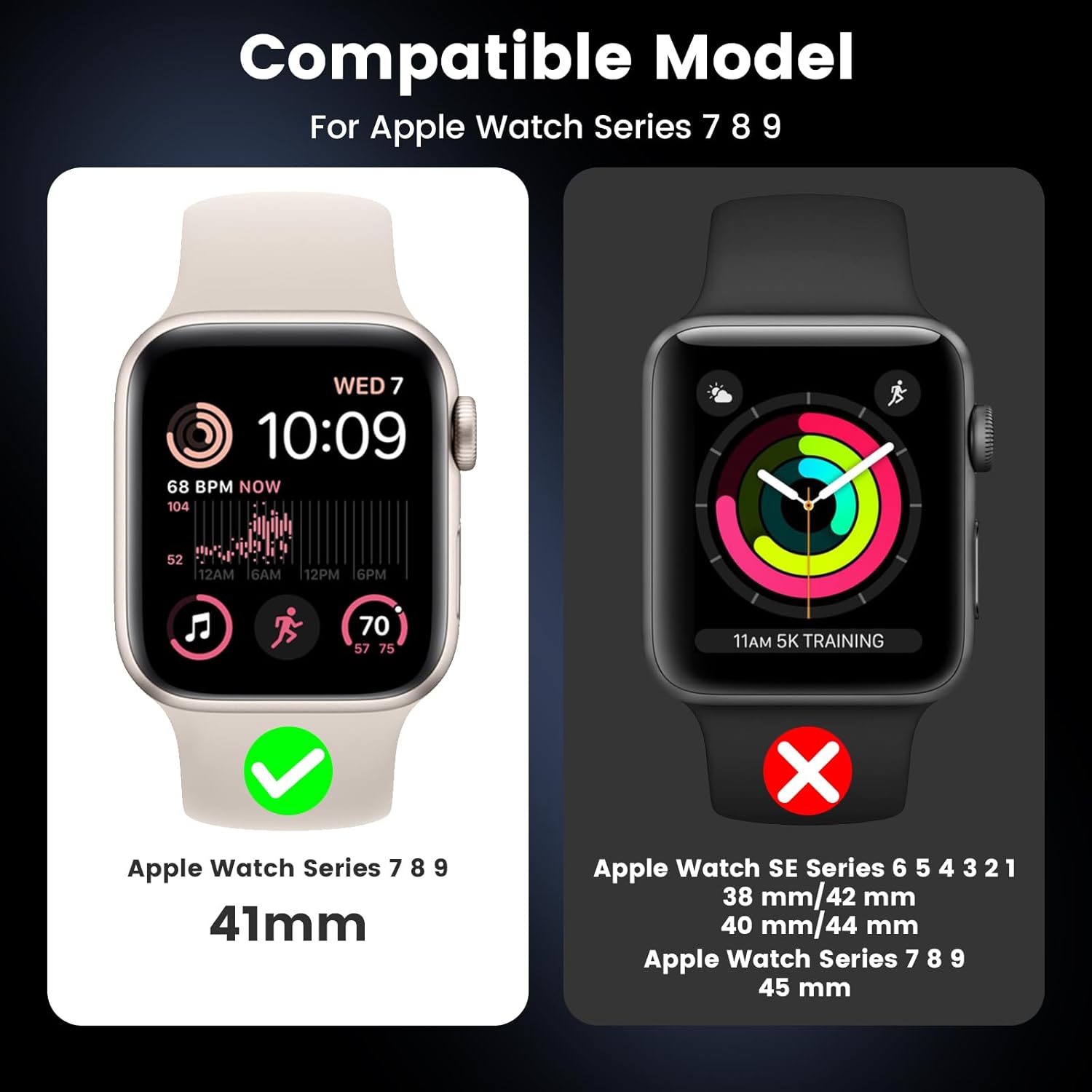 Thumbnail 1 de HWeggo 2 in 1 Waterproof Case for Apple Watch 41mm (Series 9/8/7) – Clear Front & Back Bumper