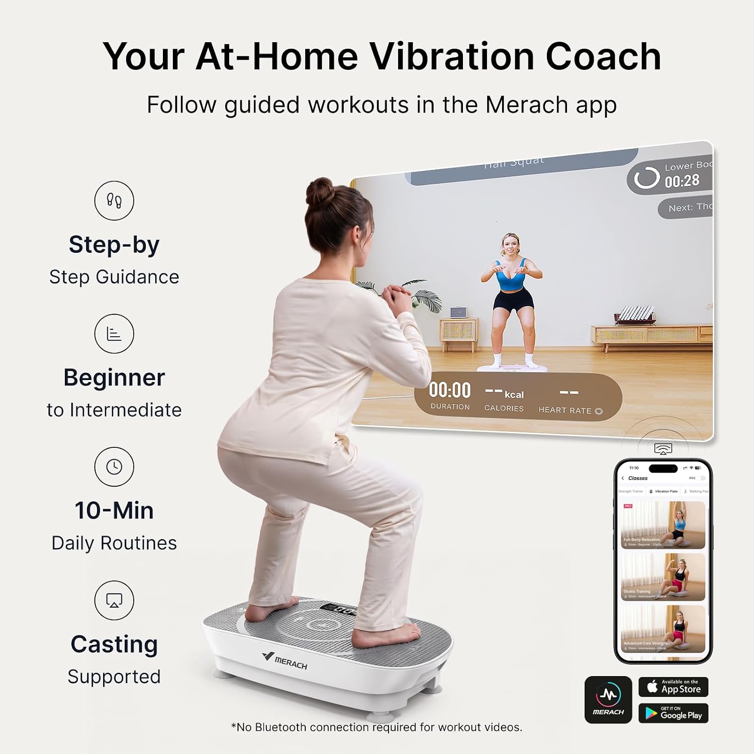Detalle 1 de MERACH CV30 Pro Curved Vibration Plate, 10 Levels, Bluetooth, 400 lb Capacity