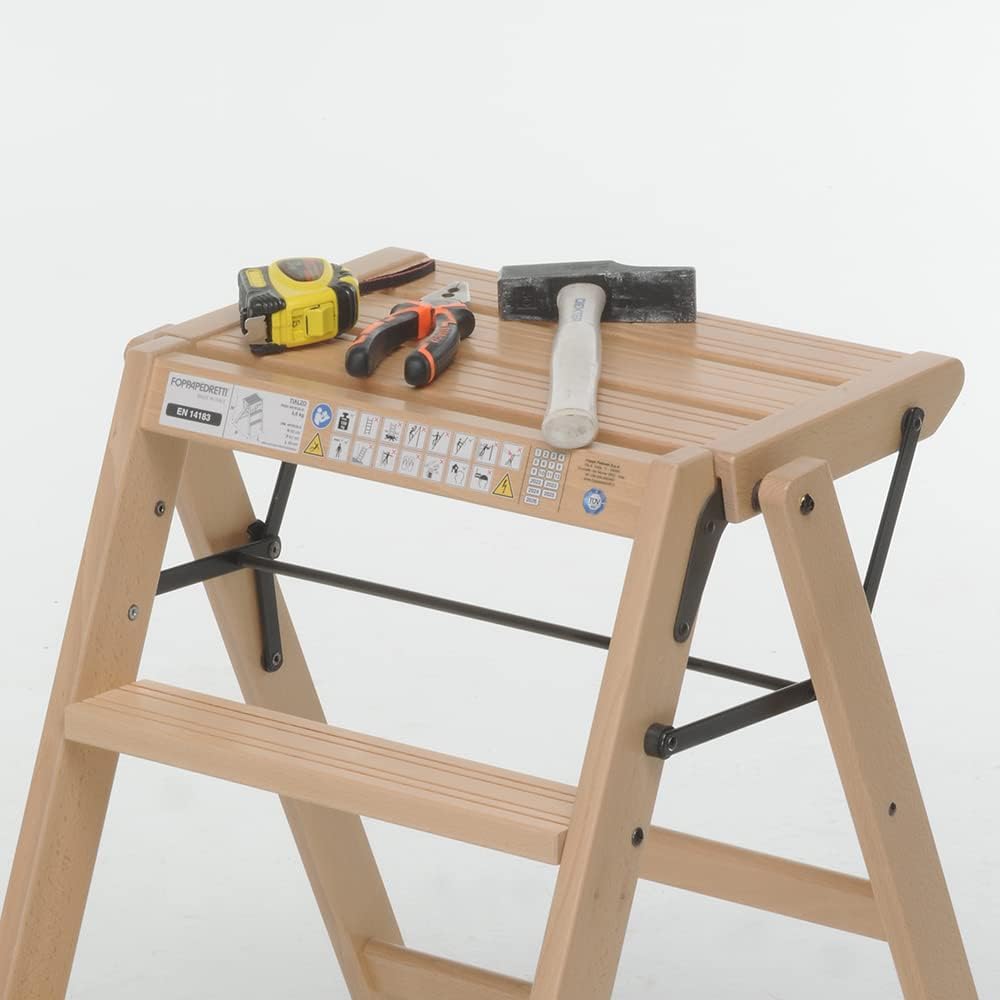 Thumbnail 2 de Foppapedretti Tialzo Tabouret Pliant en hêtre verni, Wengé – 3 marches, 150 kg