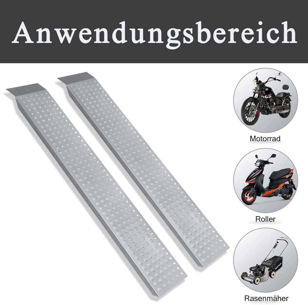 Detalle de UISEBRT Lot de 2 rampes d'accès jusqu'à 400 kg en acier galvanisé, 135 cm, antidérapantes
