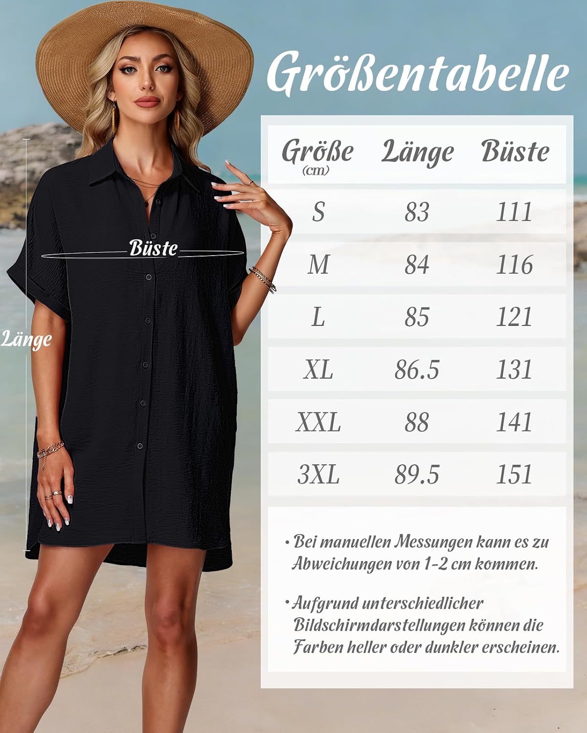 Detalle de Tanmolo Damen Strandkleid – leichter Bikini Cover Up für Sommer und Strand