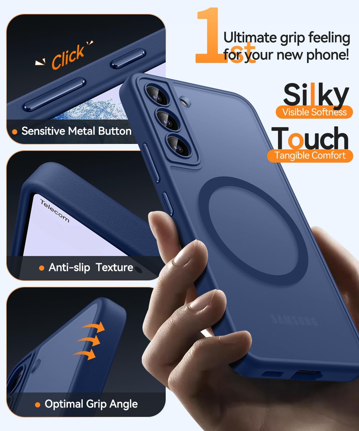 Thumbnail 4 de CANSHN Magnetica Cover per Samsung Galaxy S22 (6.1”) con protezione fotocamera integrata, silicone opaco e retro in PC