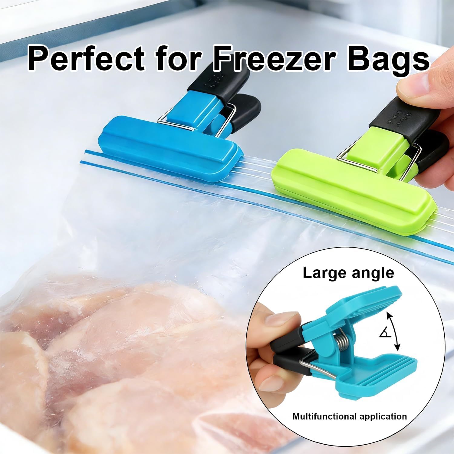 Detalle de MEKEET 9Pcs Food Clips for Bag Sealing – Reusable Kitchen Clips in 3 Colours