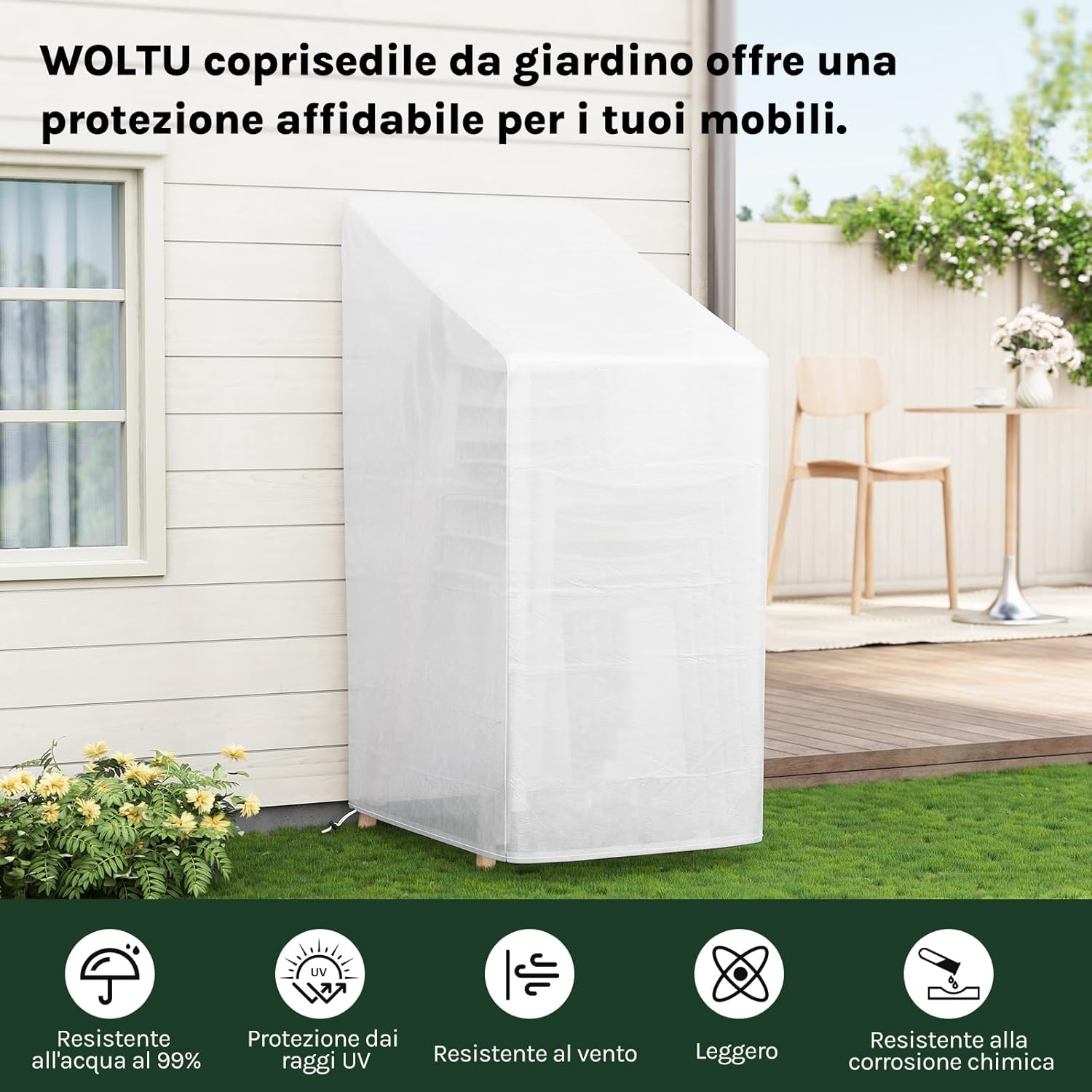 Thumbnail 4 de WOLTU Copertura protettiva per sedie e sdraio da esterno in PE 68x96x110/150 cm con telo anti-UV impermeabile