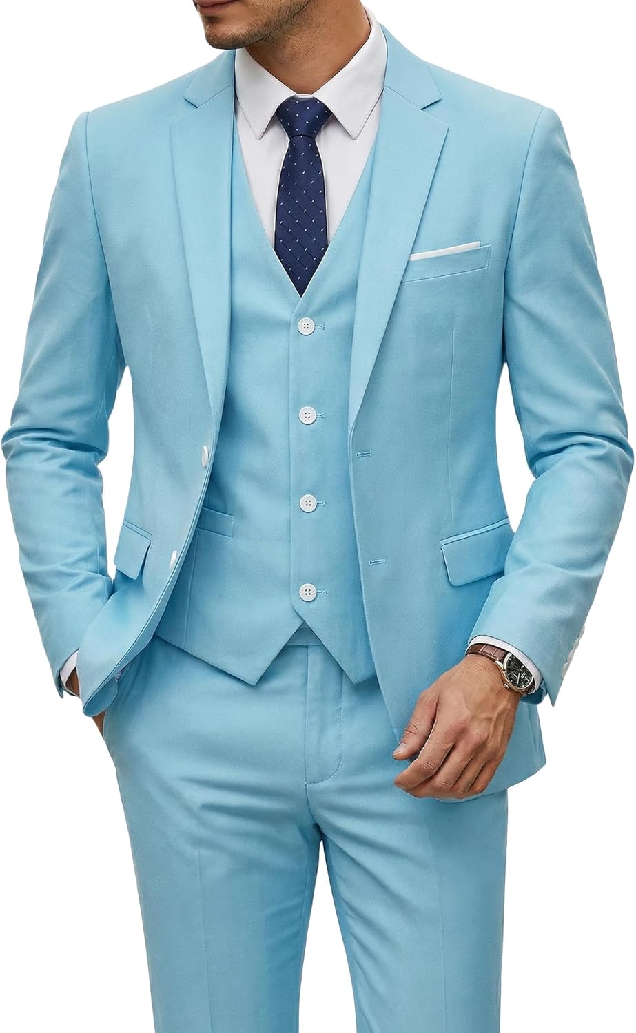 Thumbnail 6 de YND Men's 3 Piece Suit Set with Tie: Slim, Versatile, Ready for Any Occasion