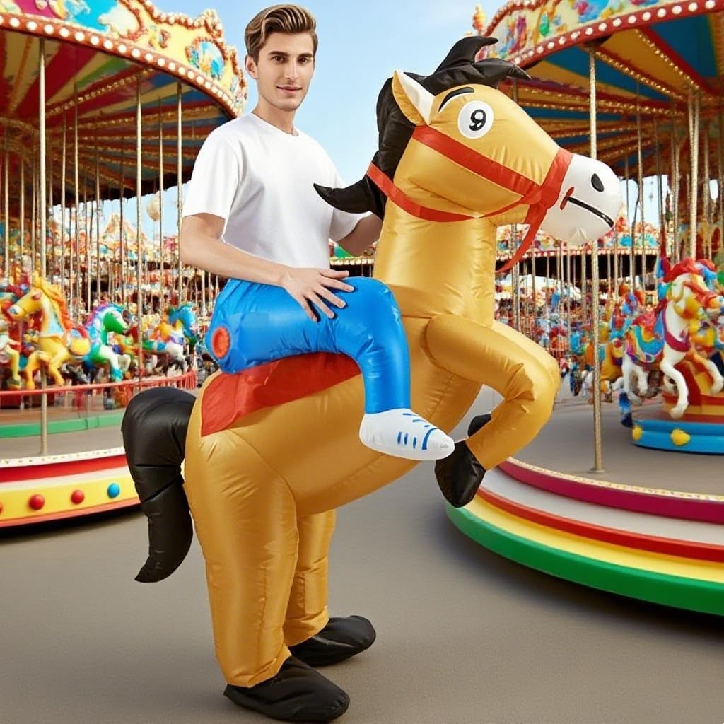 Detalle 1 de Inflatable horse costume for adults, 3 second inflate