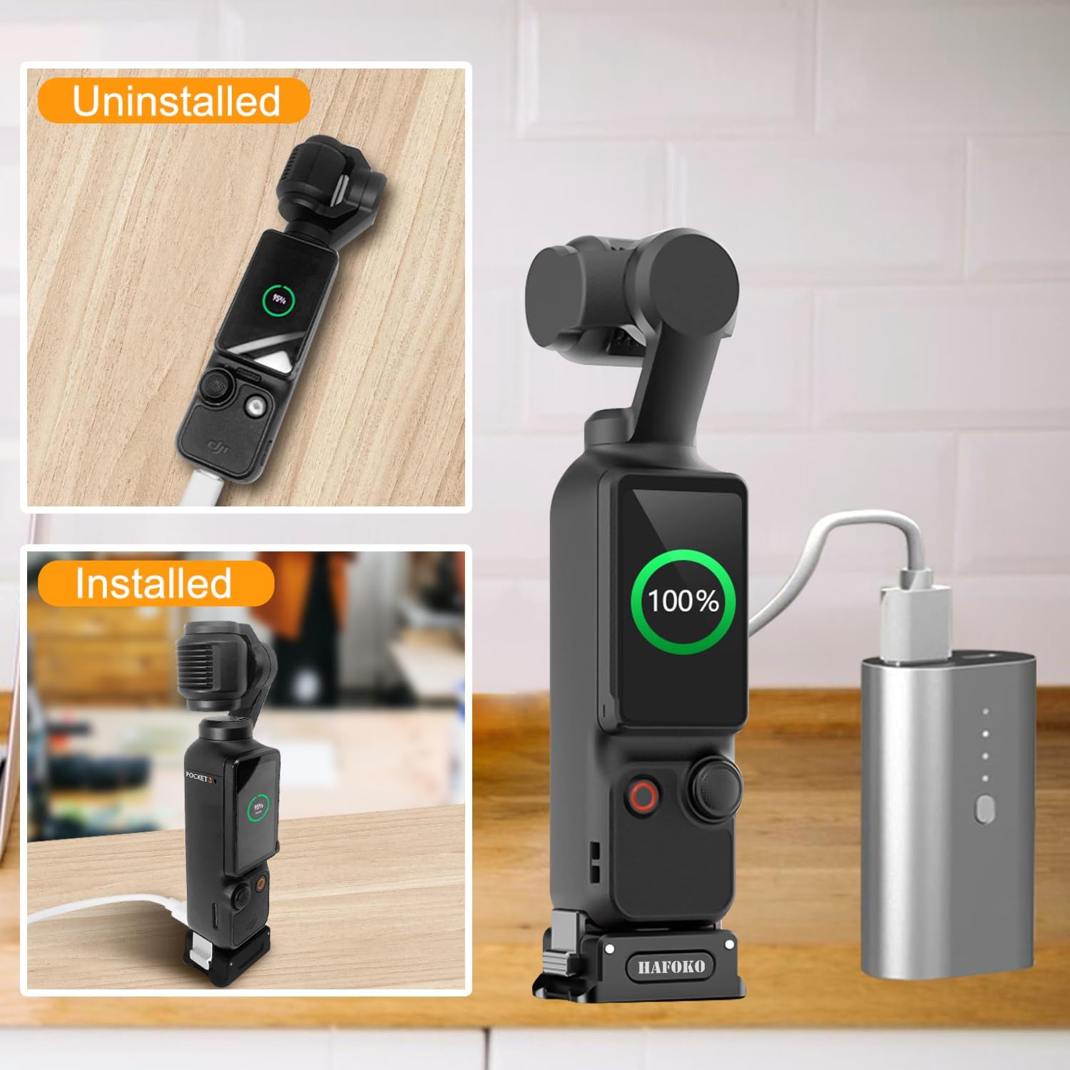 Detalle 2 de HAFOKO Osmo Pocket 3 charging base adapter for tripod
